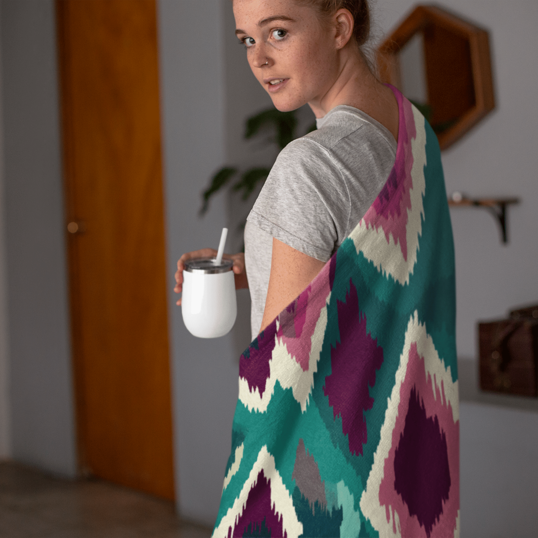 African Inspired Geometric Blanket, Bold Diamond Pattern Throw, Stylish Cozy Home Decor, Unique Bedroom Accent, Perfect Gift Idea - Craig Michael Design