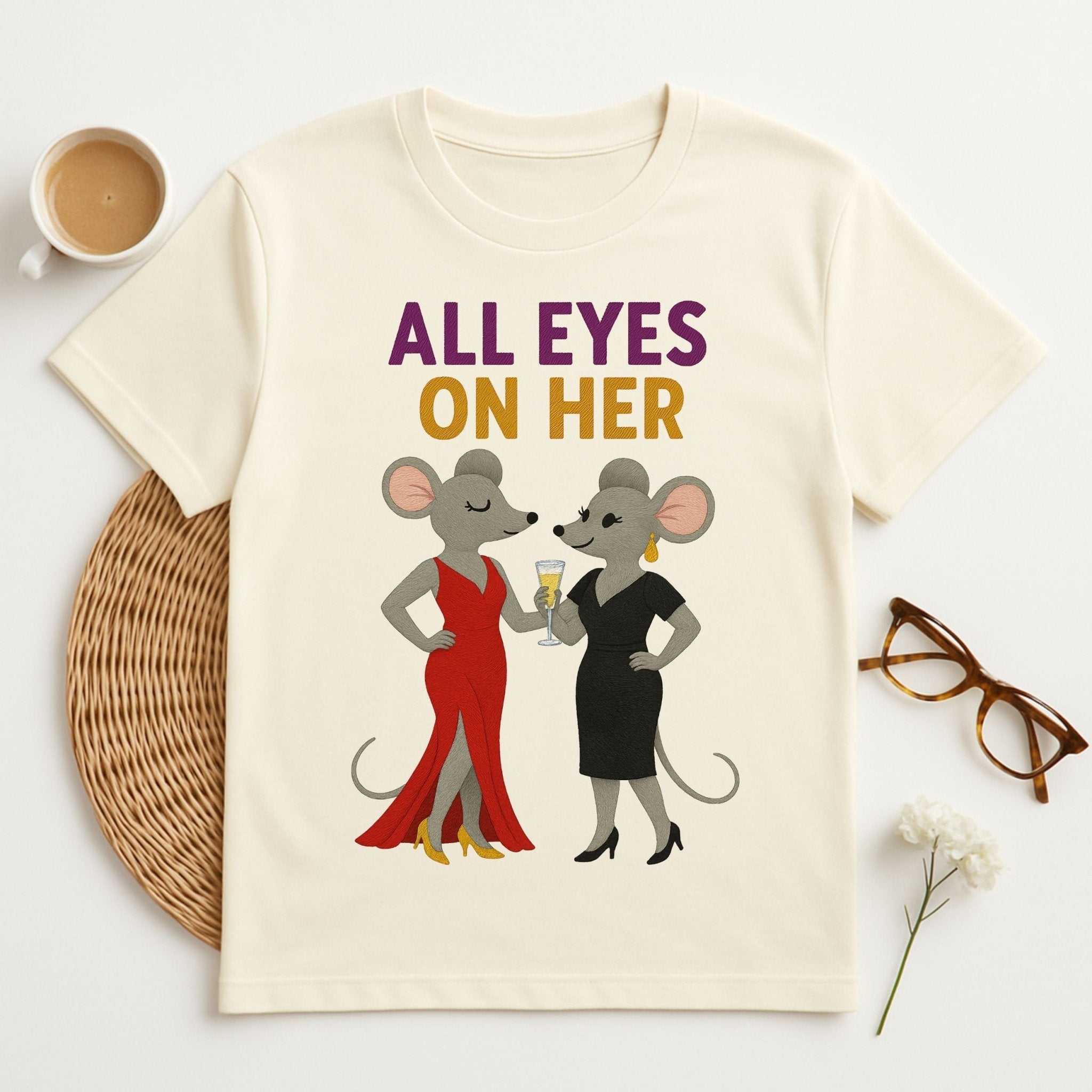 All Eyes On Her Elegant Mice Celebrating Together T-Shirt - Craig Michael Design