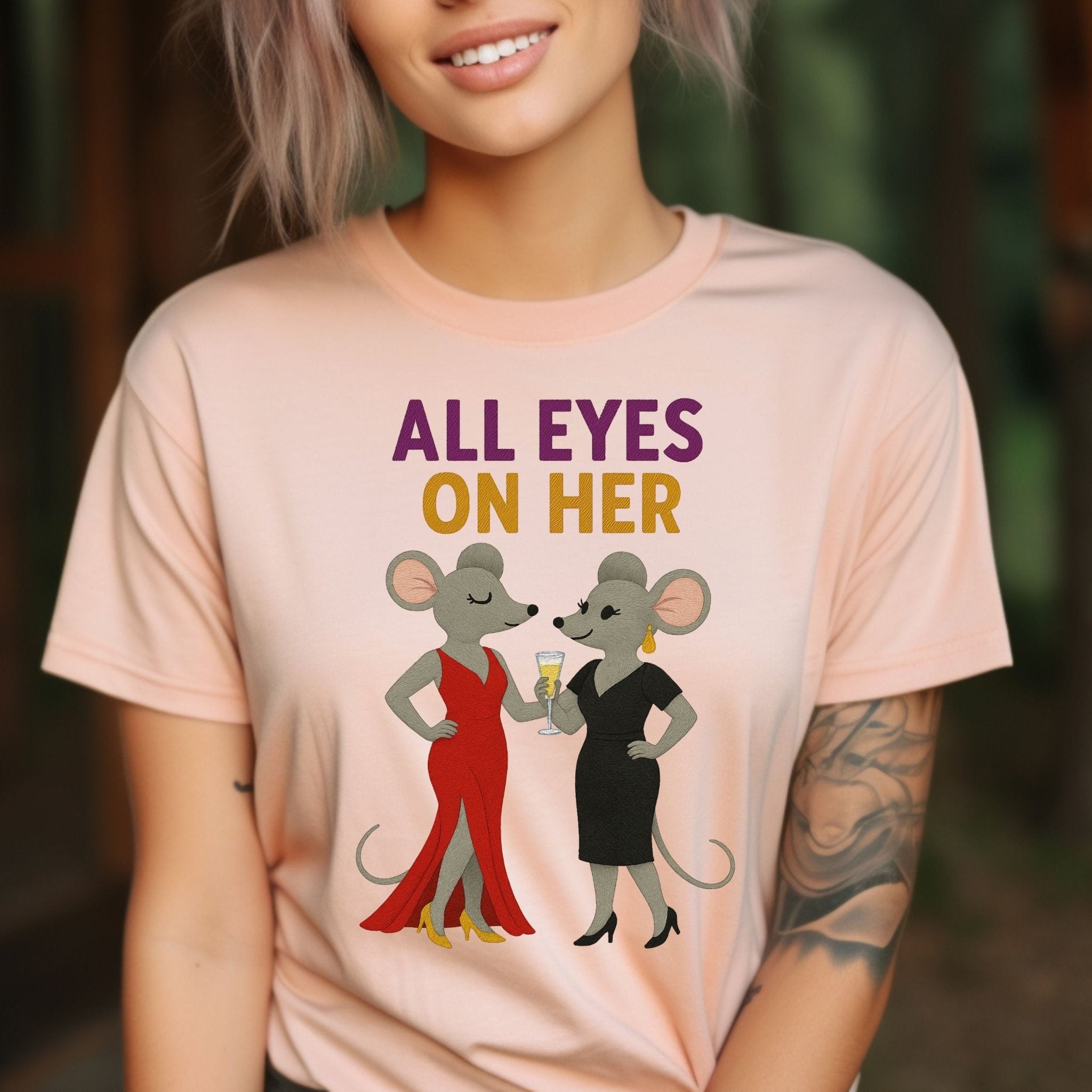 All Eyes On Her Elegant Mice Celebrating Together T-Shirt - Craig Michael Design