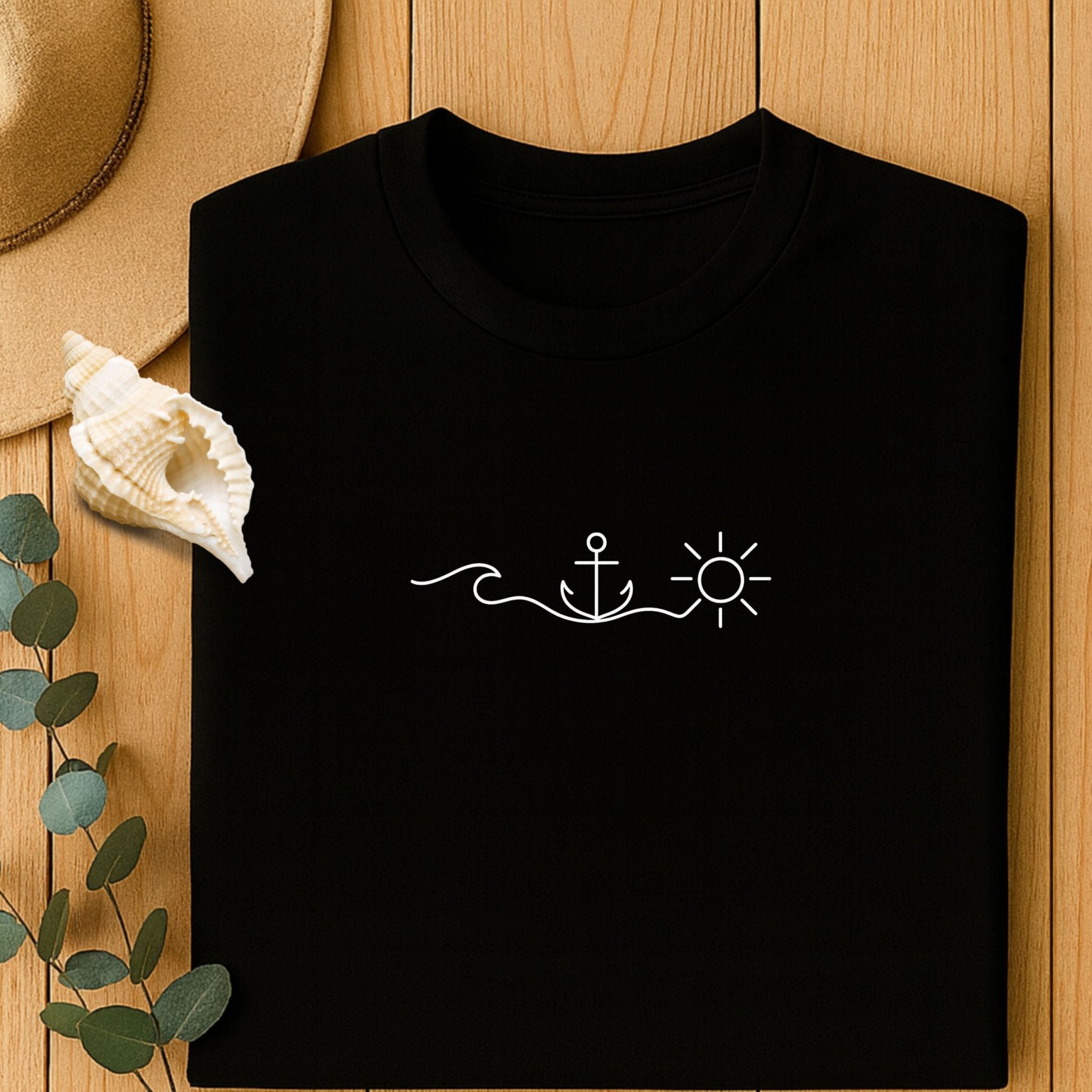 Anchor Sun T Shirt, Nautical Line Art Tee - Craig Michael Design