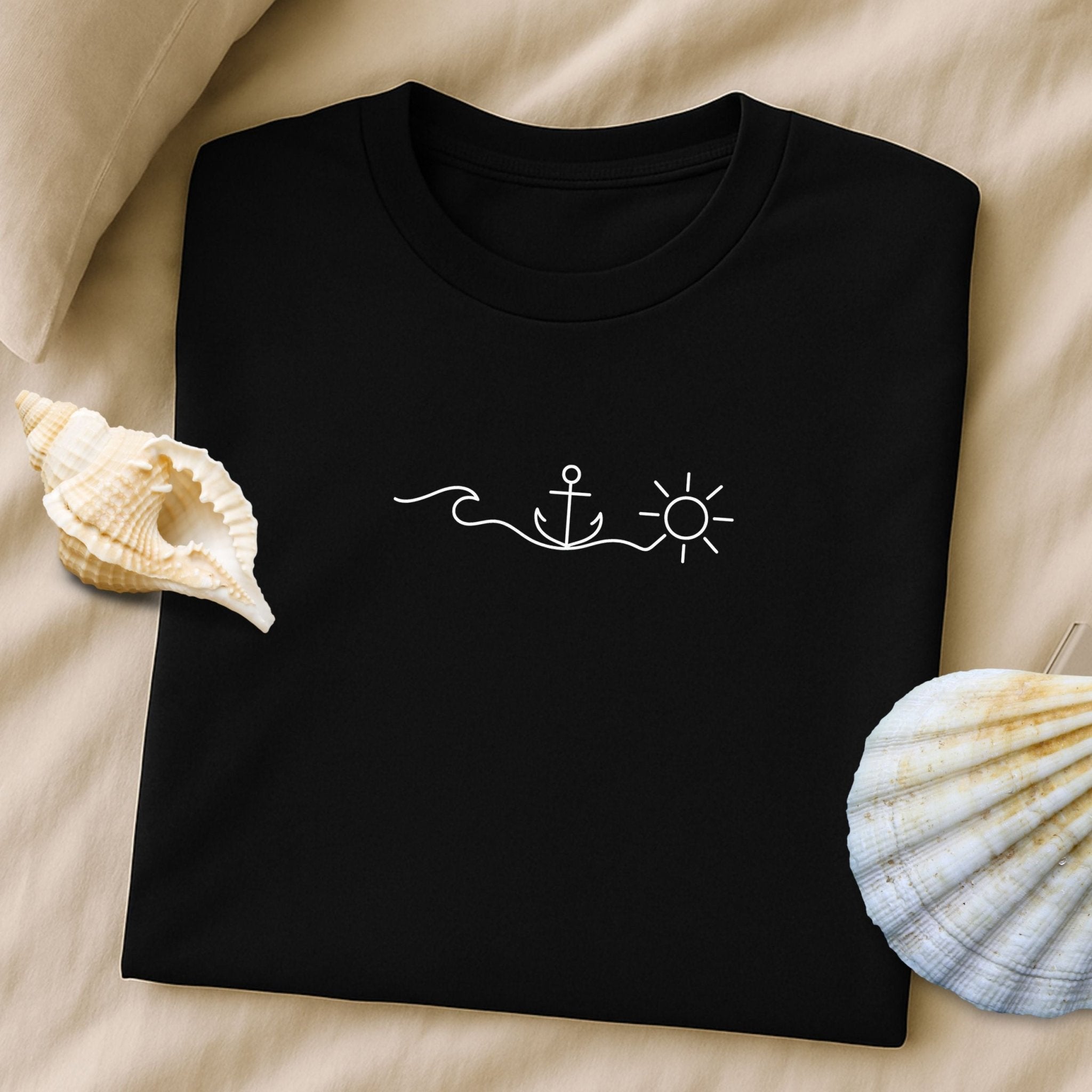 Anchor Sun T Shirt, Nautical Line Art Tee - Craig Michael Design