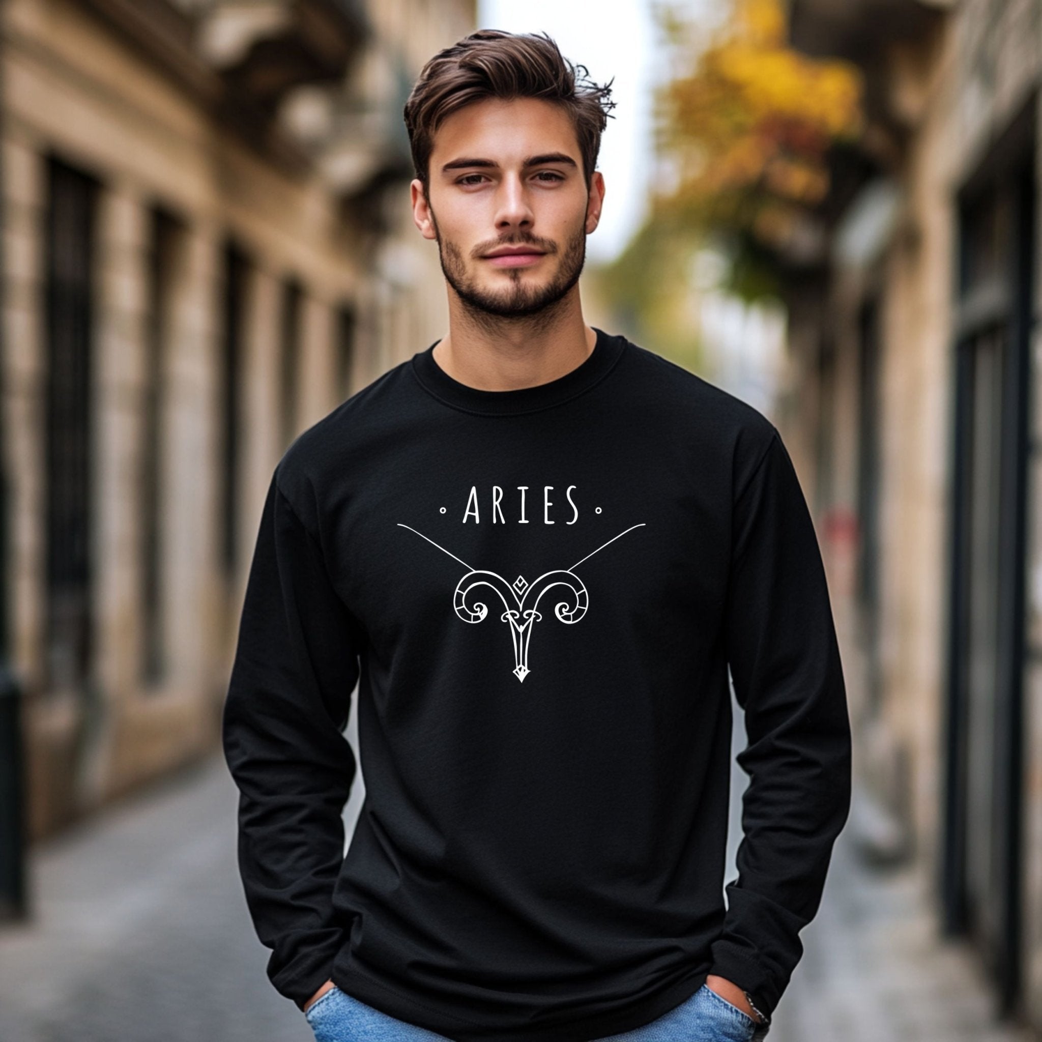 Aries Zodiac Sign Long Sleeve T Shirt, Astrological Symbol Shirt, Astrology Lover Gift, Unique Horoscope Apparel, Zodiac Sign Top - Craig Michael Design