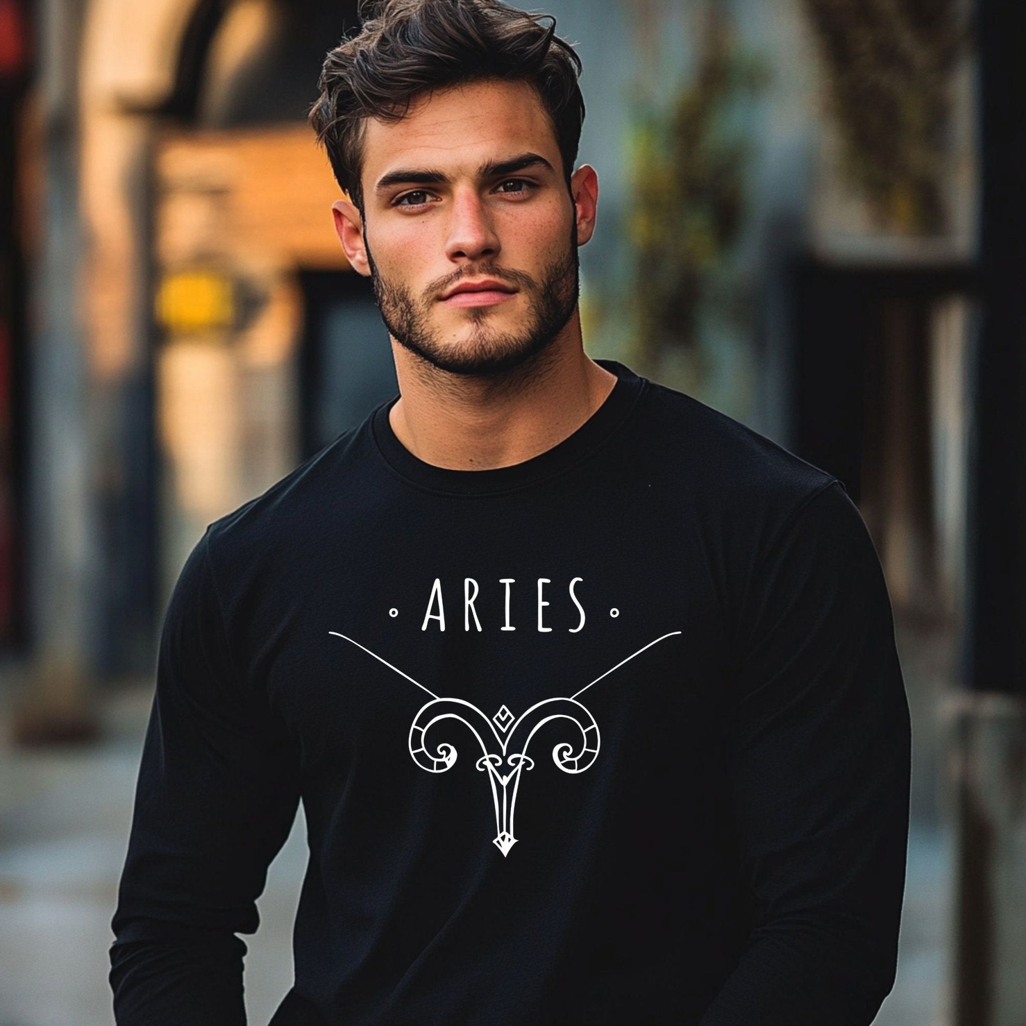 Aries Zodiac Sign Long Sleeve T Shirt, Astrological Symbol Shirt, Astrology Lover Gift, Unique Horoscope Apparel, Zodiac Sign Top - Craig Michael Design