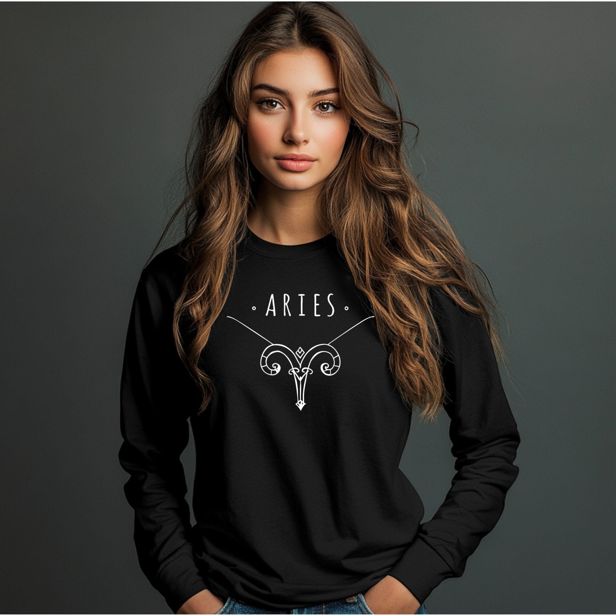 Aries Zodiac Sign Long Sleeve T Shirt, Astrological Symbol Shirt, Astrology Lover Gift, Unique Horoscope Apparel, Zodiac Sign Top - Craig Michael Design