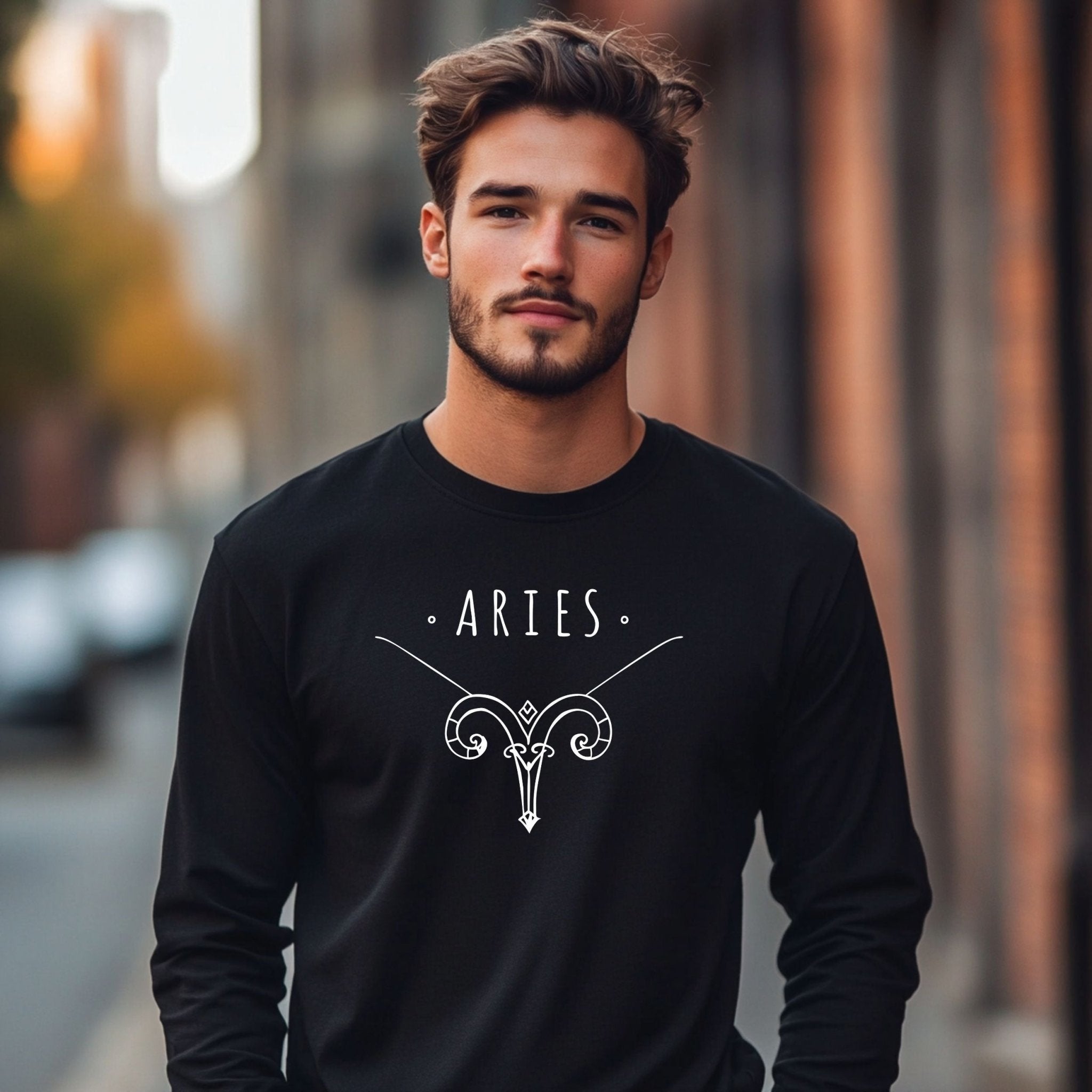 Aries Zodiac Sign Long Sleeve T Shirt, Astrological Symbol Shirt, Astrology Lover Gift, Unique Horoscope Apparel, Zodiac Sign Top - Craig Michael Design