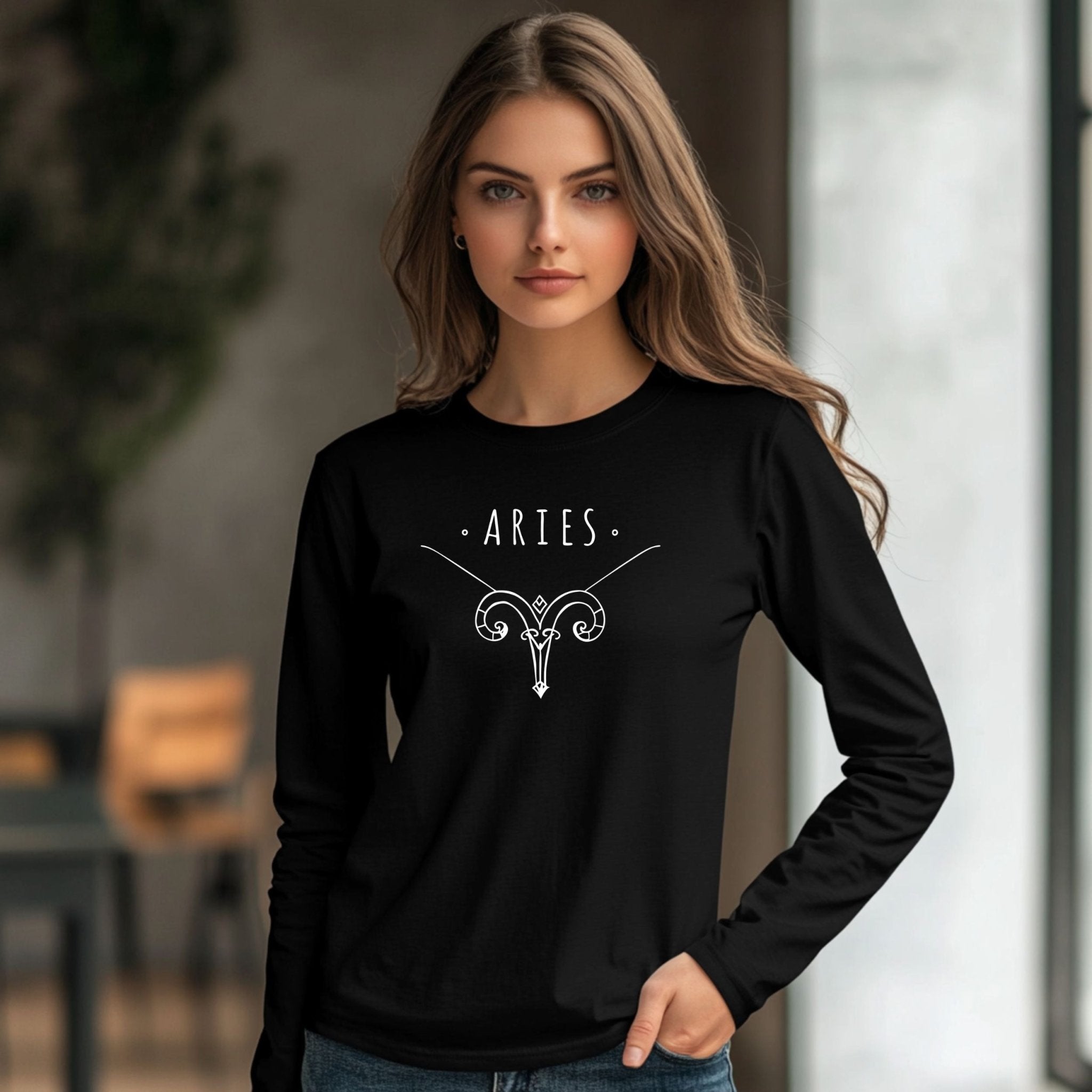 Aries Zodiac Sign Long Sleeve T Shirt, Astrological Symbol Shirt, Astrology Lover Gift, Unique Horoscope Apparel, Zodiac Sign Top - Craig Michael Design