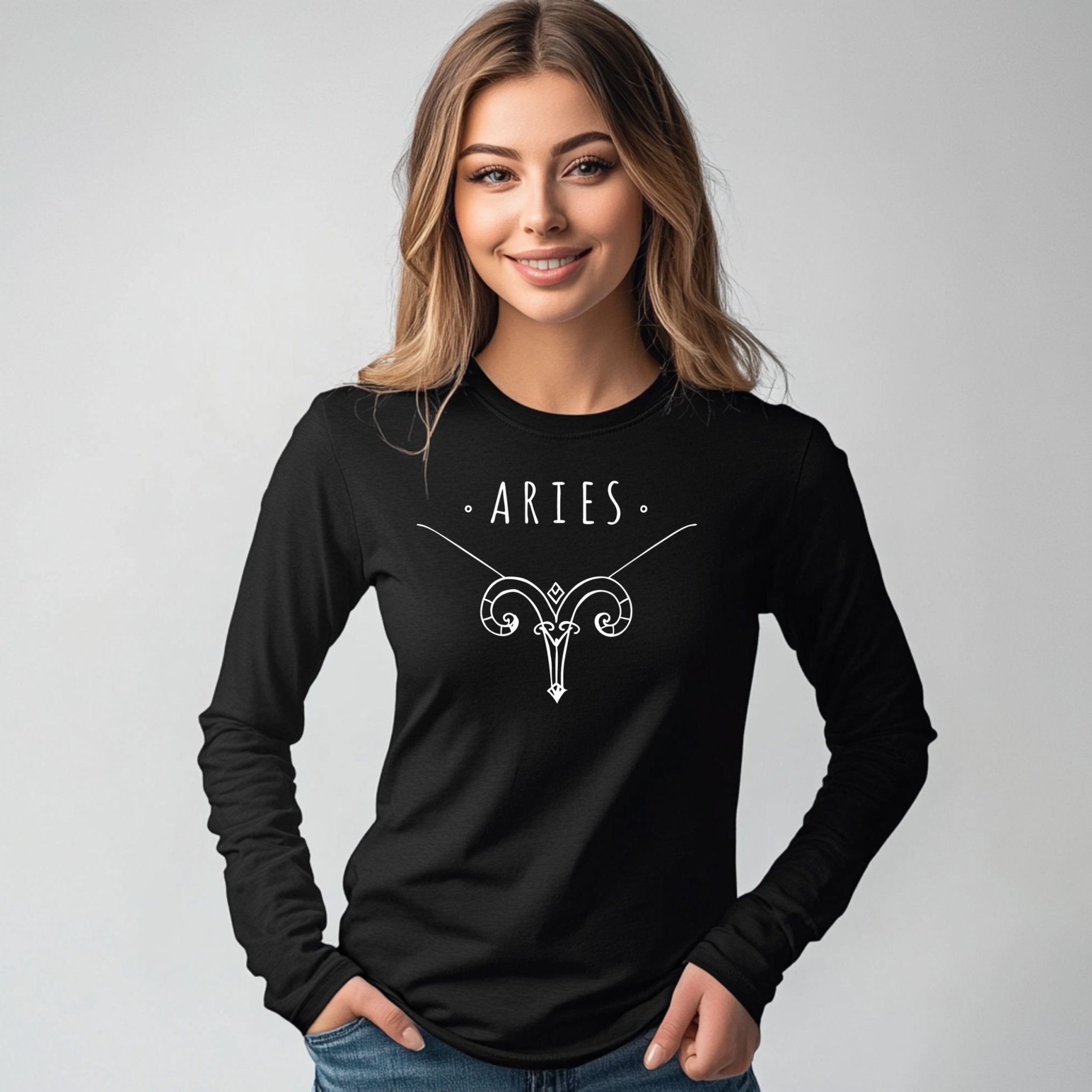 Aries Zodiac Sign Long Sleeve T Shirt, Astrological Symbol Shirt, Astrology Lover Gift, Unique Horoscope Apparel, Zodiac Sign Top - Craig Michael Design