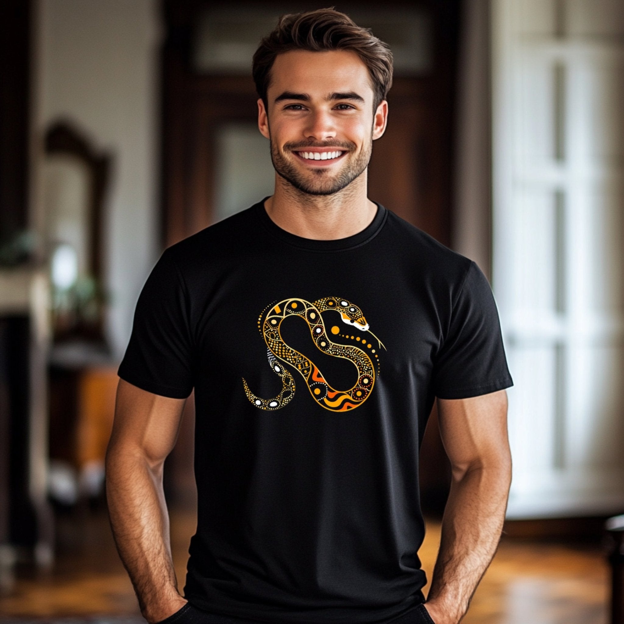 Artistic Snake Design T-Shirt, Unique Graphic Tee, Nature Inspired Apparel, Perfect for Animal Lovers, Stylish Casual Wear, Gift for Her/Him - Craig Michael Design