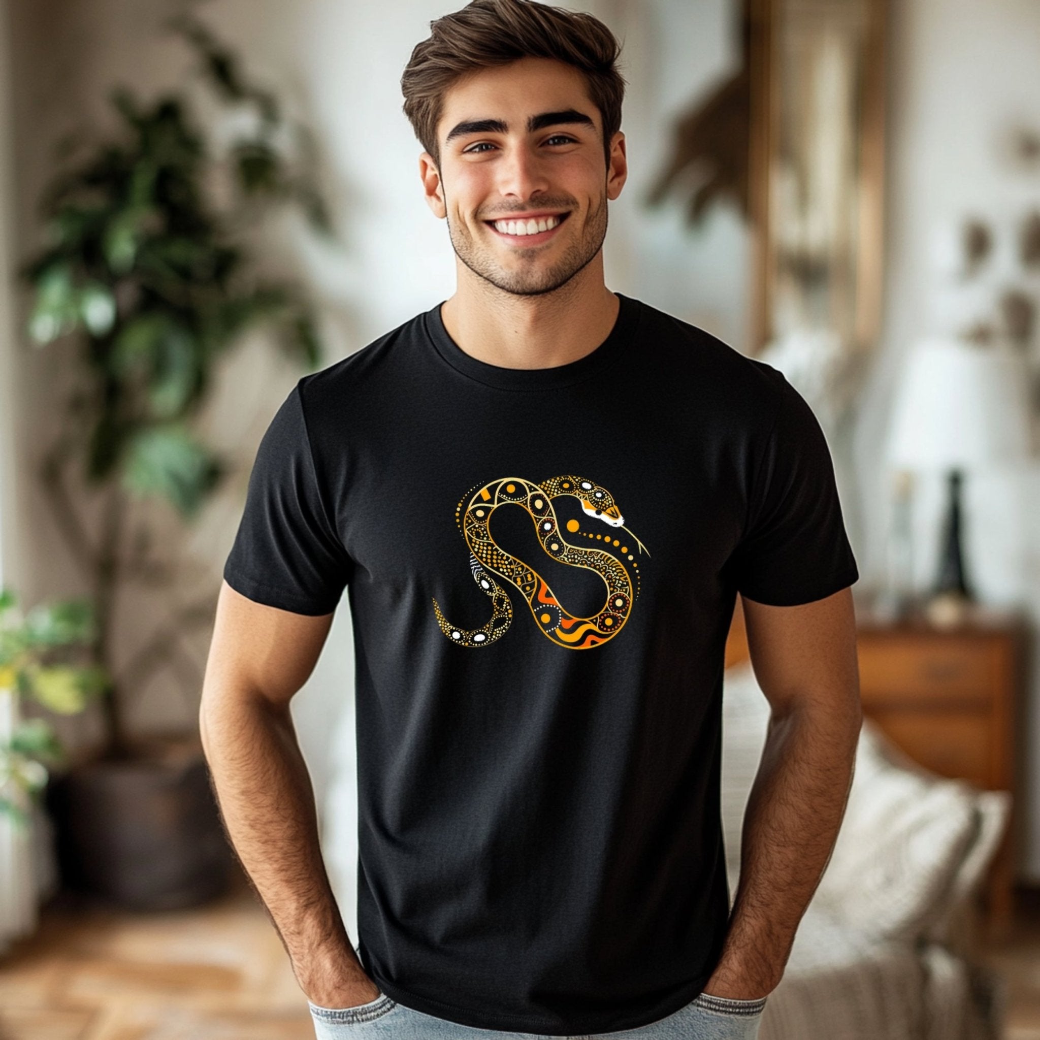 Artistic Snake Design T-Shirt, Unique Graphic Tee, Nature Inspired Apparel, Perfect for Animal Lovers, Stylish Casual Wear, Gift for Her/Him - Craig Michael Design