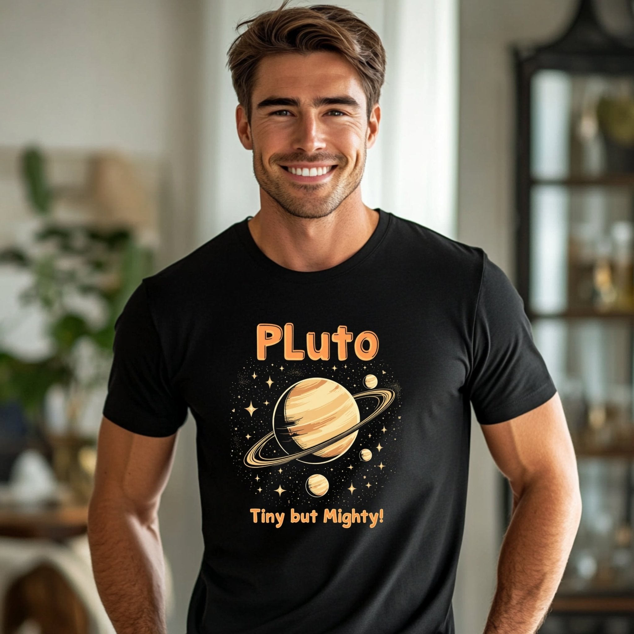 Astrology T-Shirt Pluto Tiny but Mighty Graphic Tee Cosmic Design Gift for Astrology Lovers Planet Design Shirt - Craig Michael Design