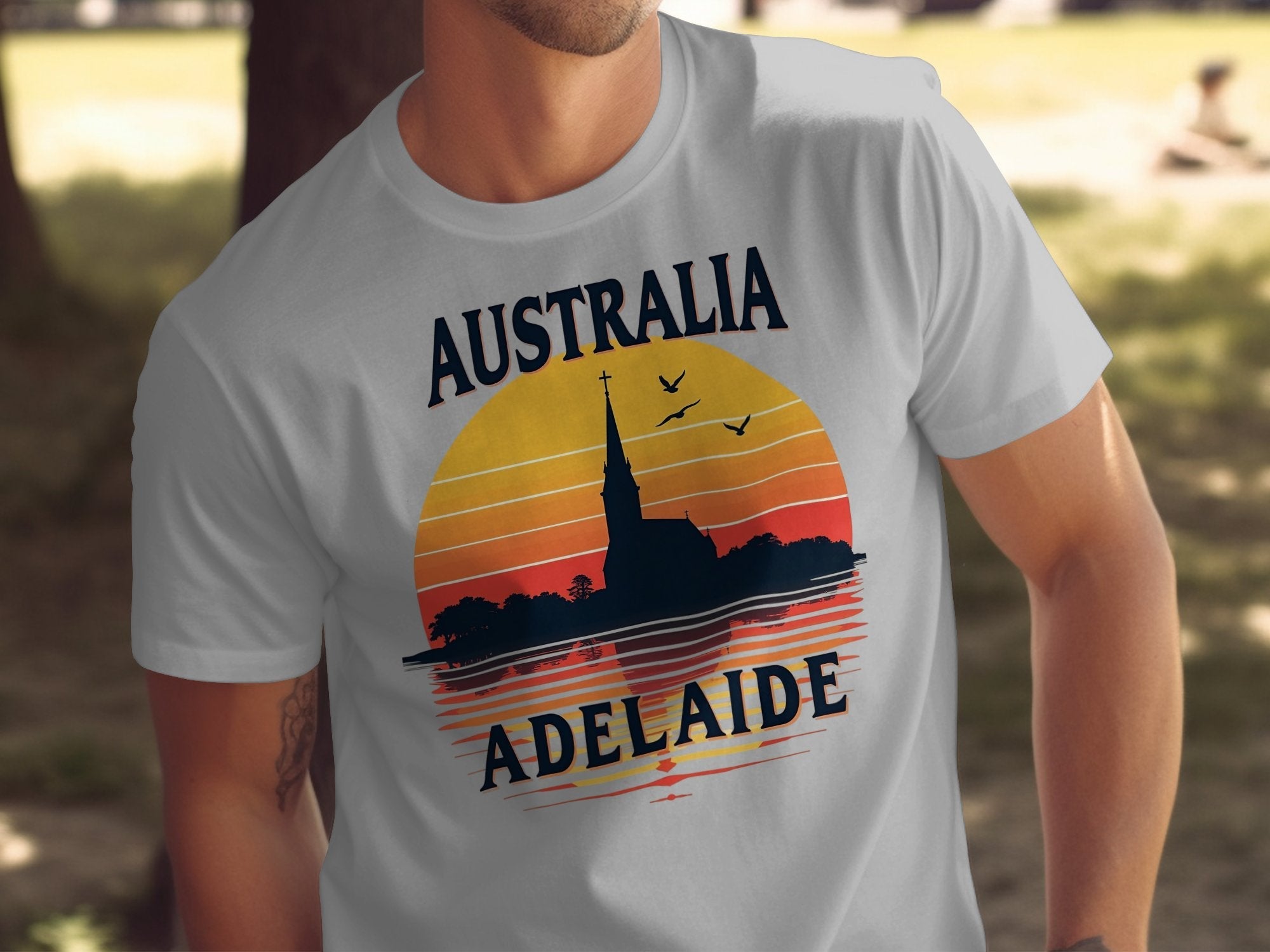 Australia Adelaide Sunset Graphic, Vintage Travel T-Shirt, Retro Australia Souvenir Tee, Adelaide Skyline Shirt, Australian Gifts - Craig Michael Design