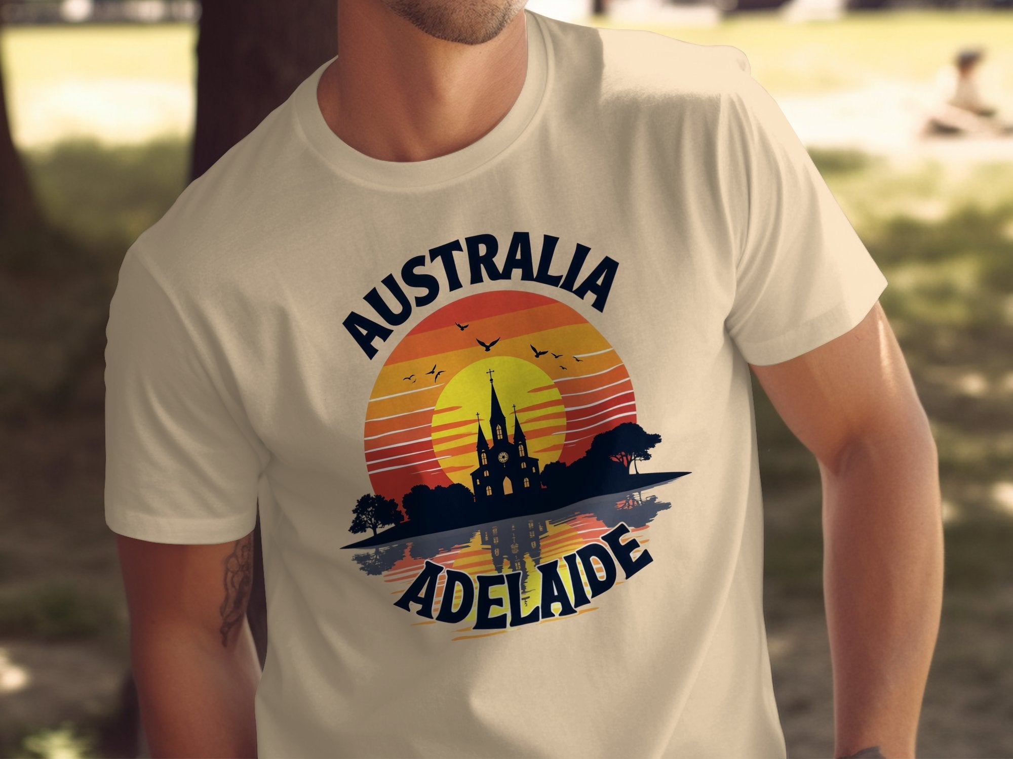 Australia Adelaide Sunset T-shirt, Vintage Australian Souvenir Shirt, Adelaide Skyline Graphic Tee, Unique Travel Gift - Craig Michael Design