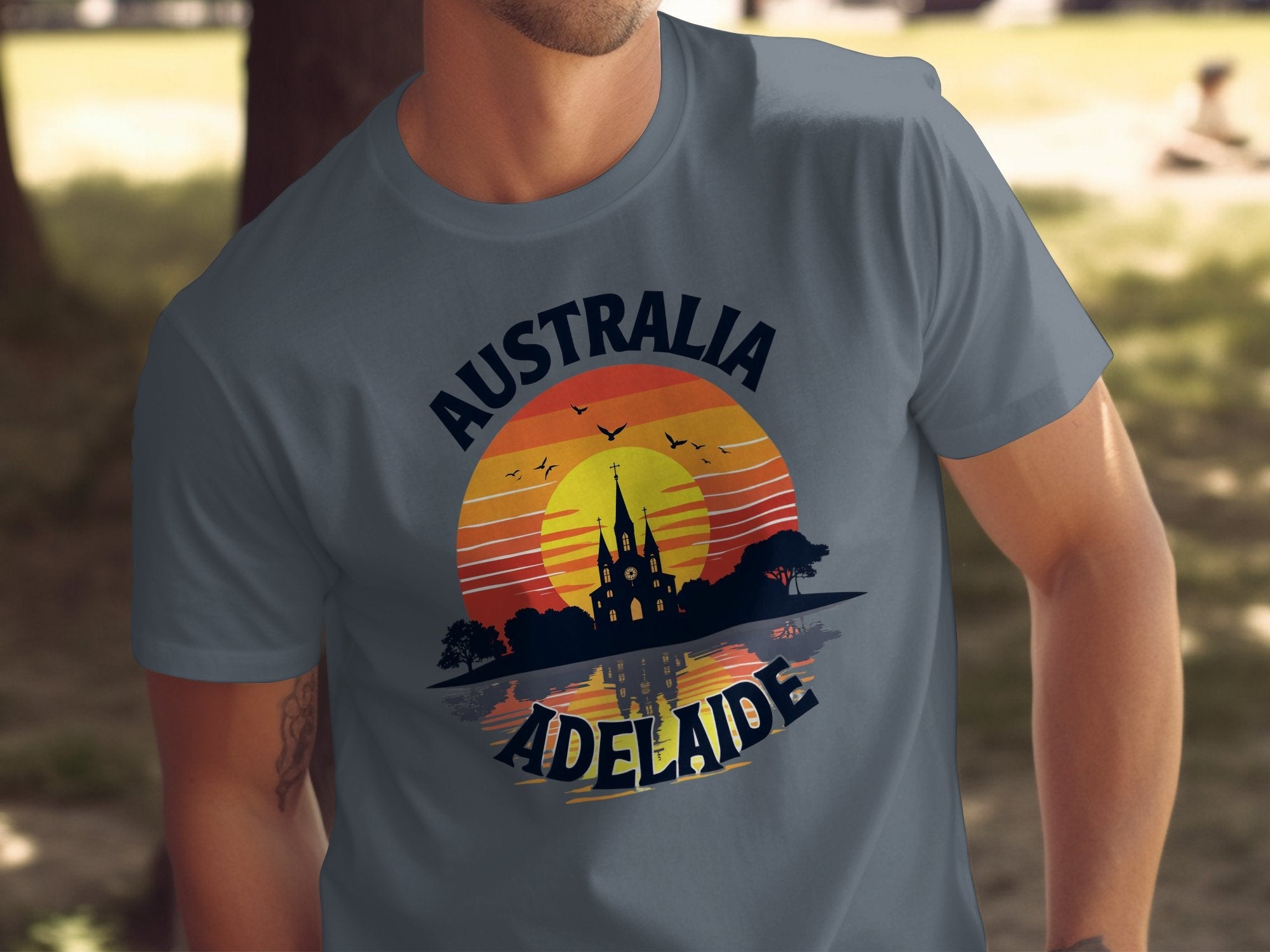 Australia Adelaide Sunset T-shirt, Vintage Australian Souvenir Shirt, Adelaide Skyline Graphic Tee, Unique Travel Gift - Craig Michael Design