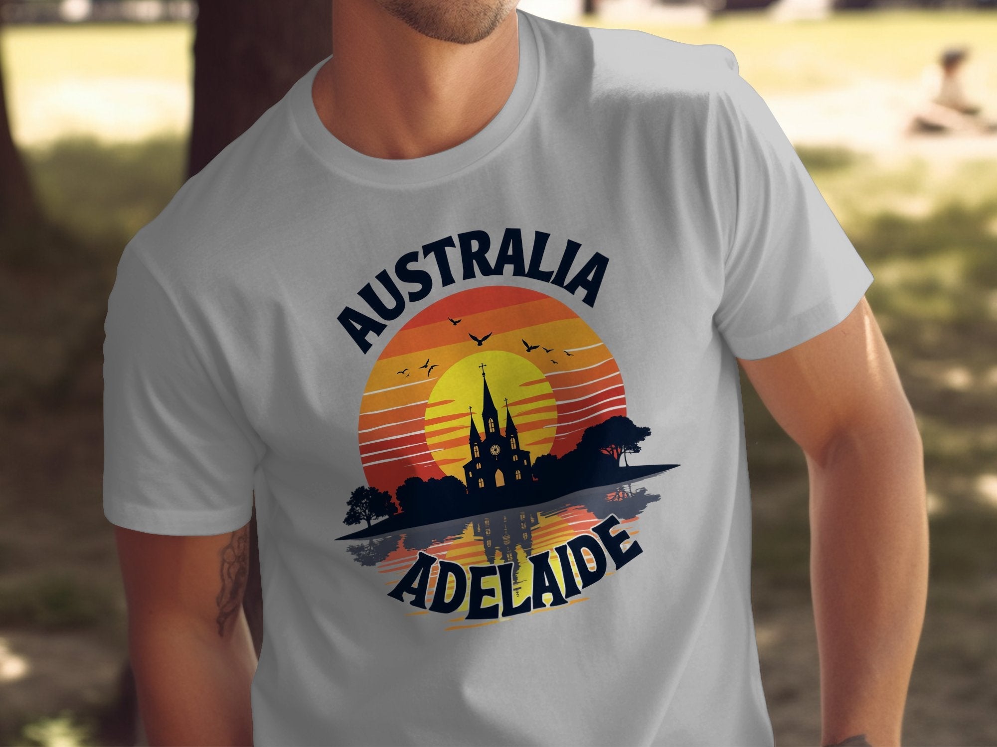 Australia Adelaide Sunset T-shirt, Vintage Australian Souvenir Shirt, Adelaide Skyline Graphic Tee, Unique Travel Gift - Craig Michael Design