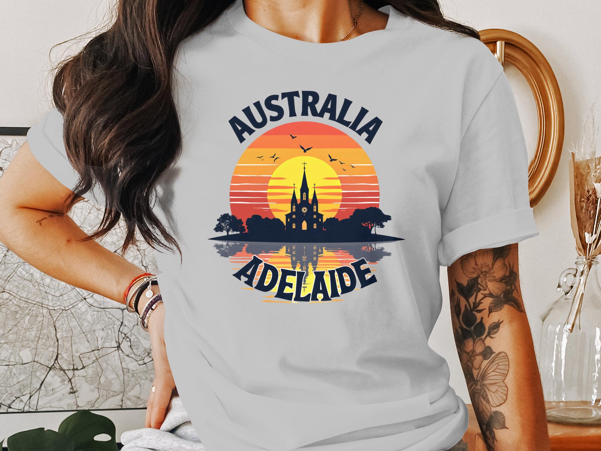 Australia Adelaide Sunset T-shirt, Vintage Australian Souvenir Shirt, Adelaide Skyline Graphic Tee, Unique Travel Gift - Craig Michael Design