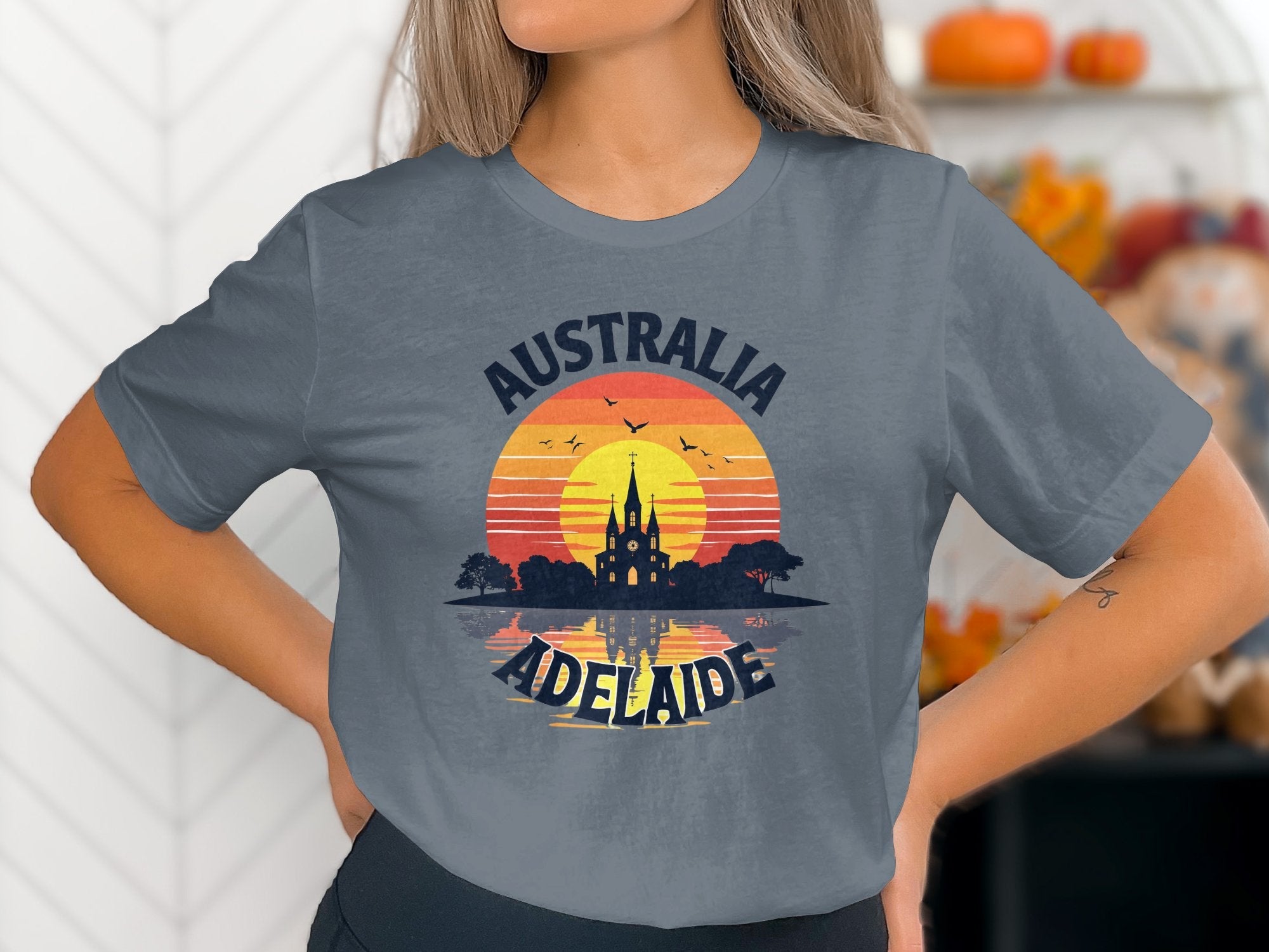 Australia Adelaide Sunset T-shirt, Vintage Australian Souvenir Shirt, Adelaide Skyline Graphic Tee, Unique Travel Gift - Craig Michael Design