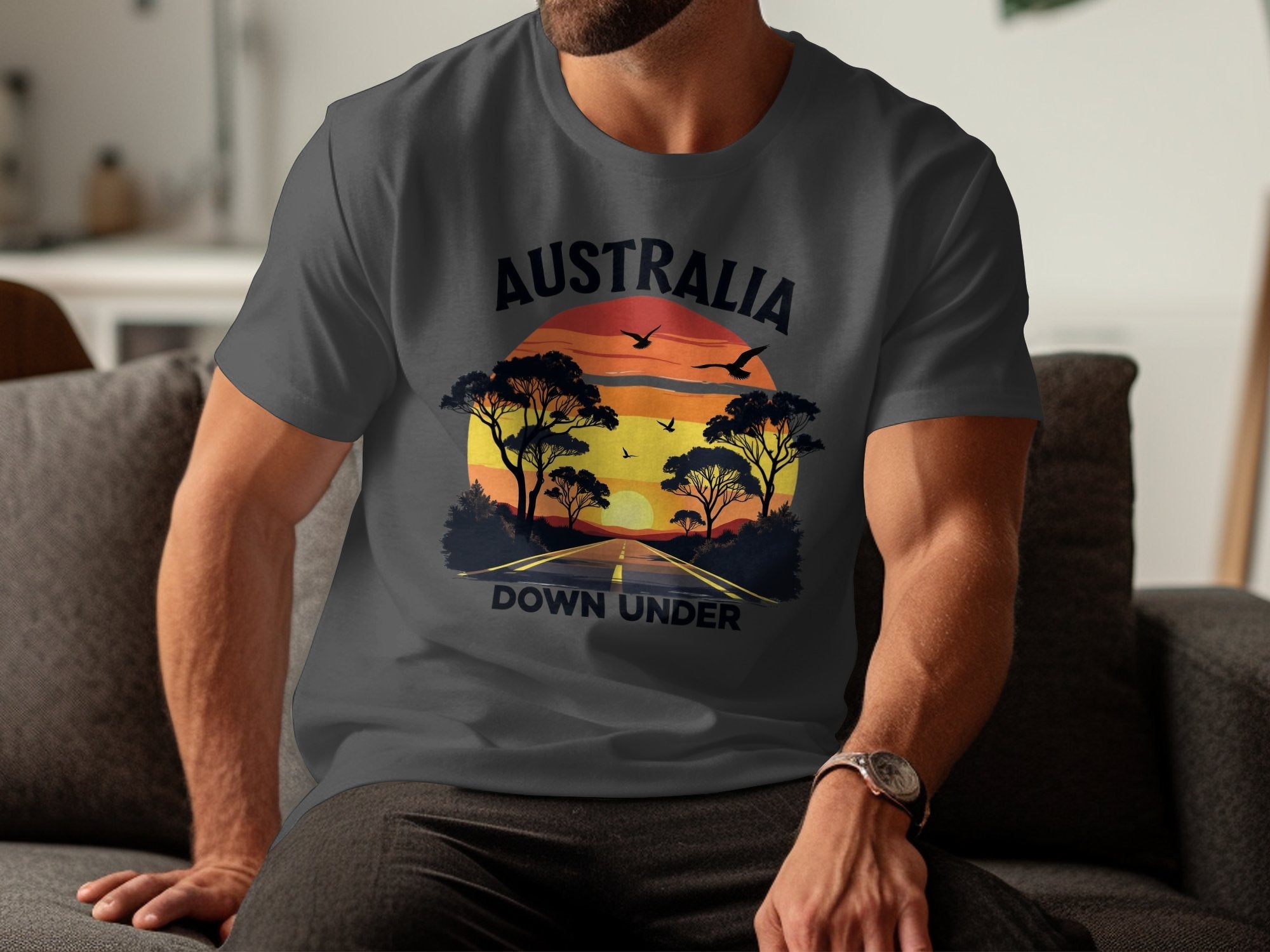 Australia Down Under Sunset T-Shirt, Australian Road Trip Tee, Outback Sunset Graphic Tee, Unisex Casual Travel Shirt - Craig Michael Design