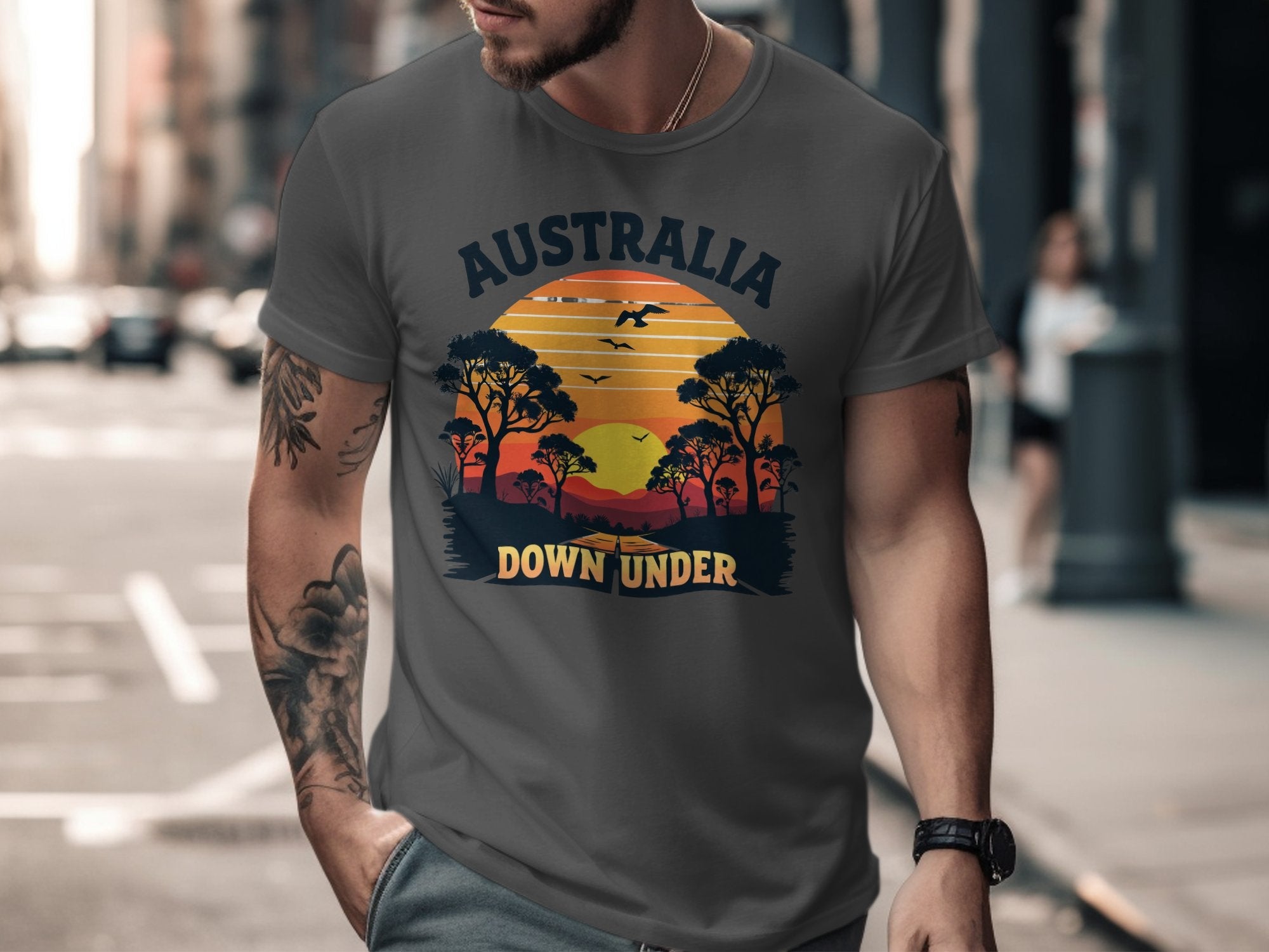 Australia Down Under Sunset T-Shirt, Australian Wildlife Graphic Tee, Nature Lover Shirt, Unique Australia Souvenir Gift - Craig Michael Design