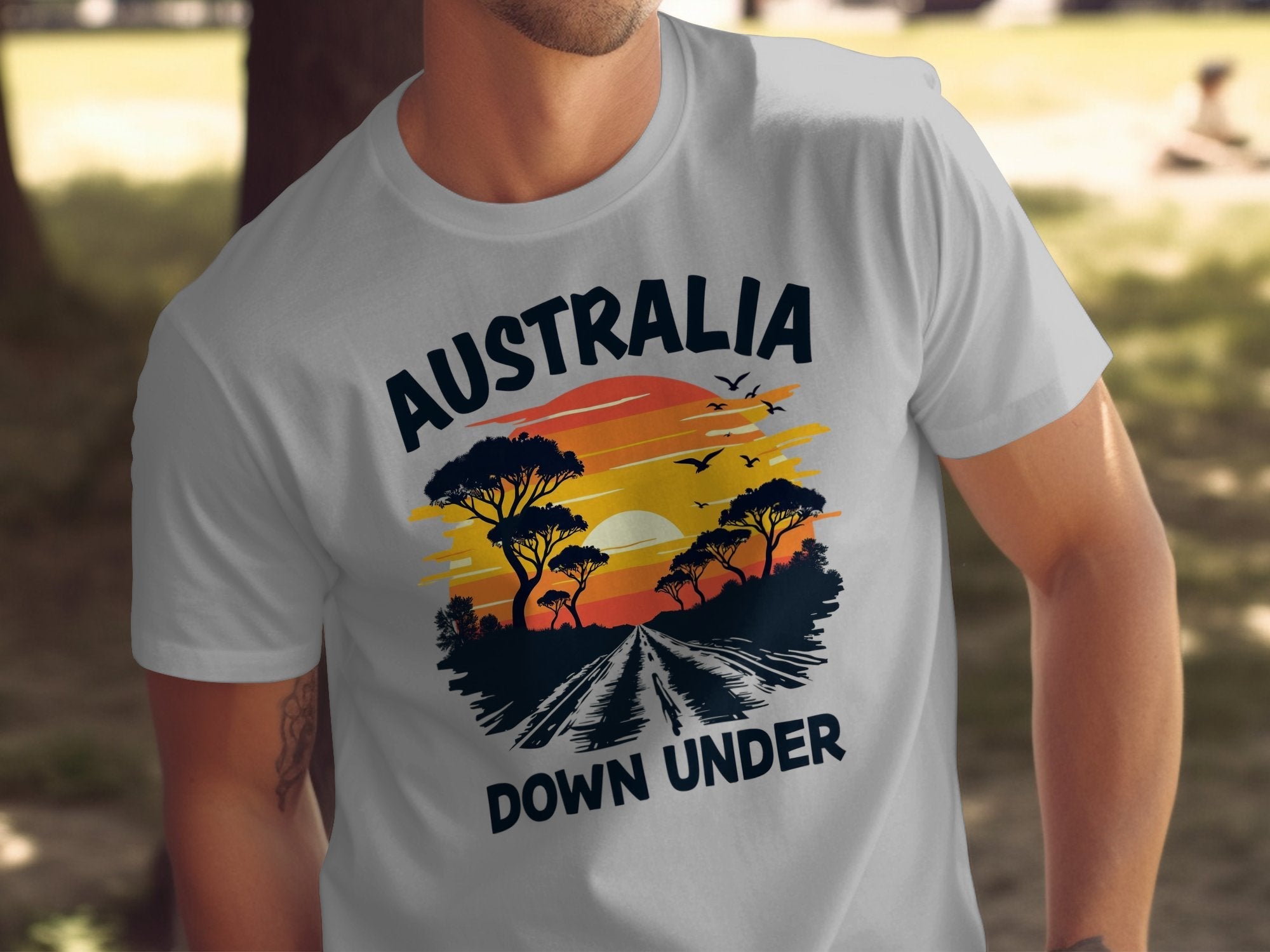 Australia Down Under T-Shirt, Retro Sunset T-Shirt, Vintage Australia Graphic Tee, Cool Australian Landscape Shirt - Craig Michael Design