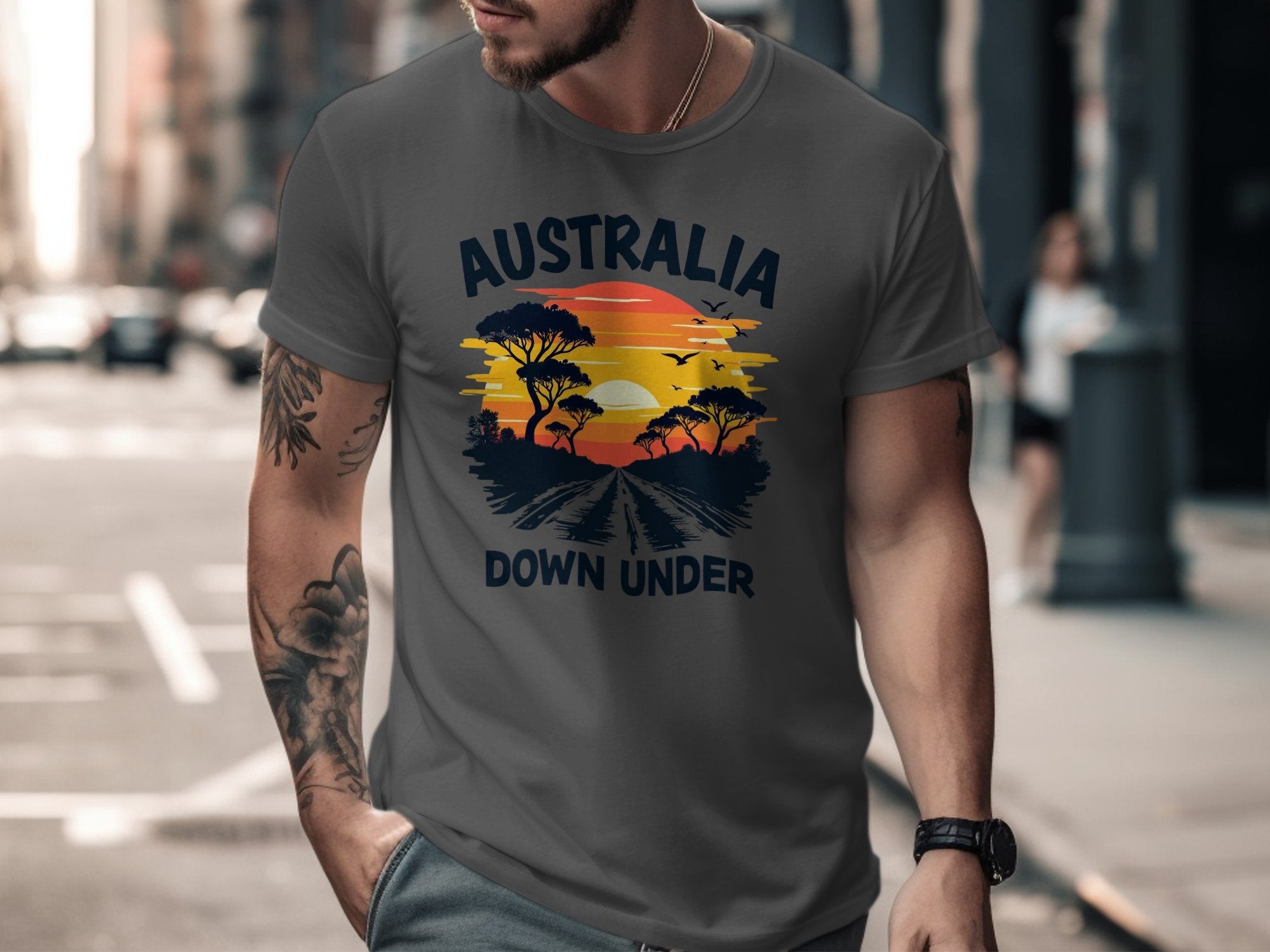 Australia Down Under T-Shirt, Retro Sunset T-Shirt, Vintage Australia Graphic Tee, Cool Australian Landscape Shirt - Craig Michael Design