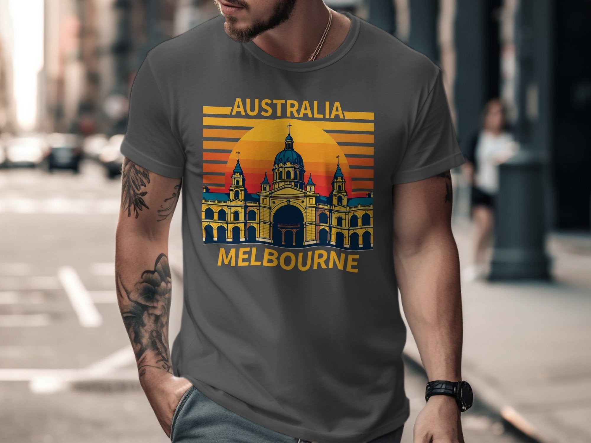 Australia Melbourne City Skyline TShirt, Melbourne Art Graphic Tee, Australia Travel Shirt, Melbourne Australia Gift, Vacation Souvenir - Craig Michael Design