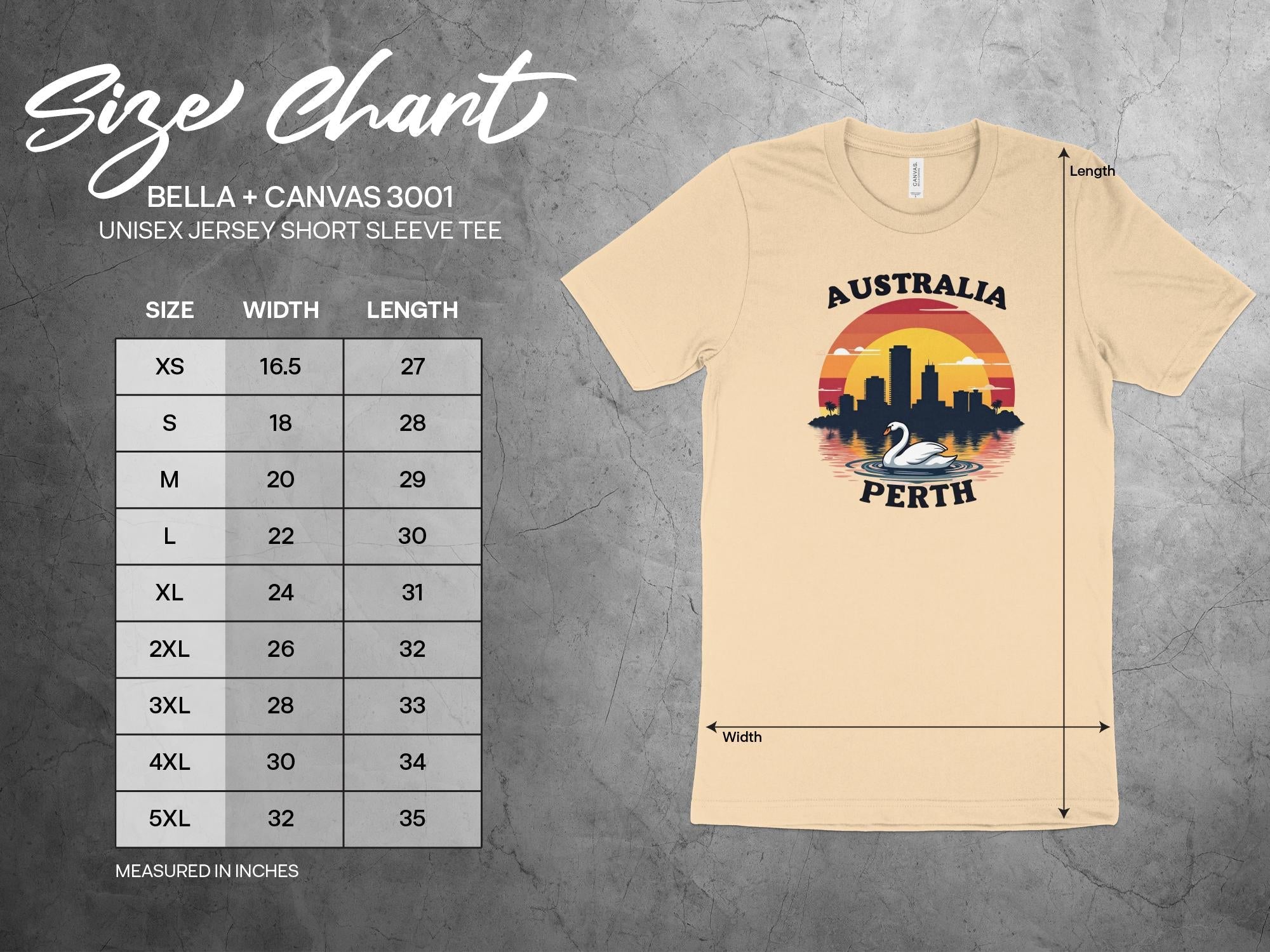 Australia Perth Skyline with Swan Sunset Illustration T-Shirt, Cityscape Graphic Tee for Travel Lovers, Stylish Vacation Souvenir T-Shirt - Craig Michael Design