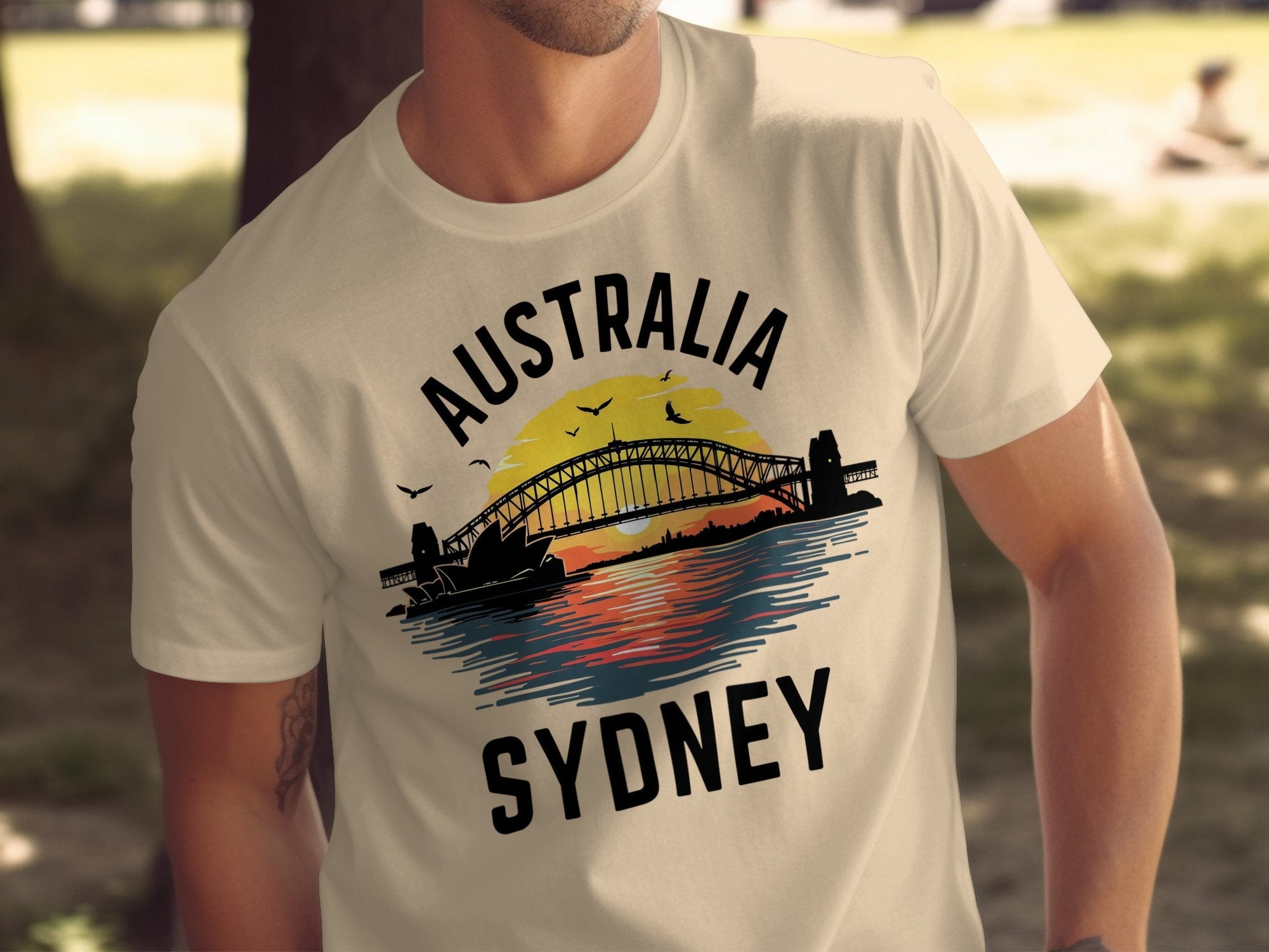 Australia Sydney Sunrise Bridge T-Shirt, Unique Australia Travel Souvenir Tee, Cool Sydney Shirt, Australian Skyline Gift - Craig Michael Design