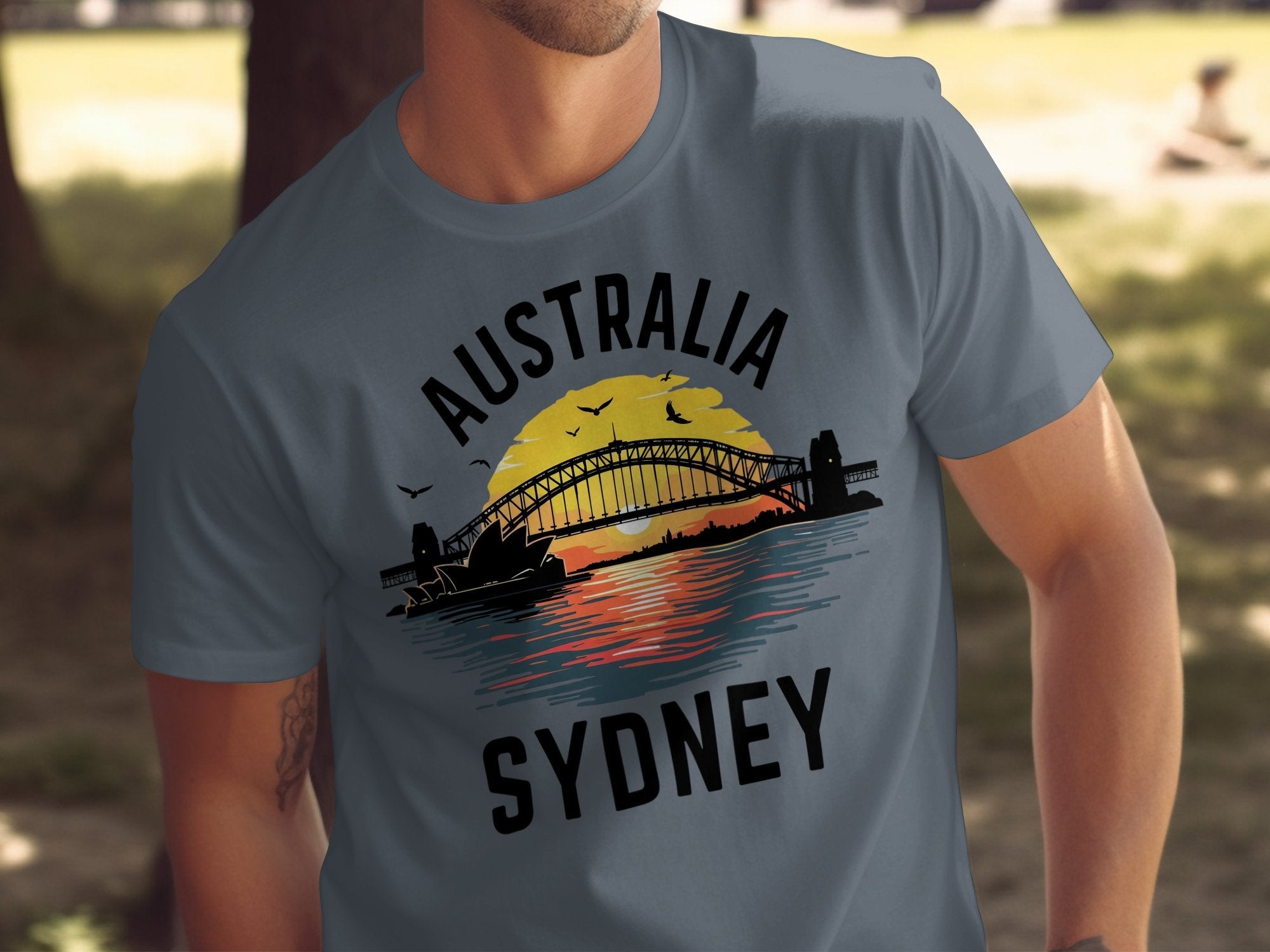 Australia Sydney Sunrise Bridge T-Shirt, Unique Australia Travel Souvenir Tee, Cool Sydney Shirt, Australian Skyline Gift - Craig Michael Design