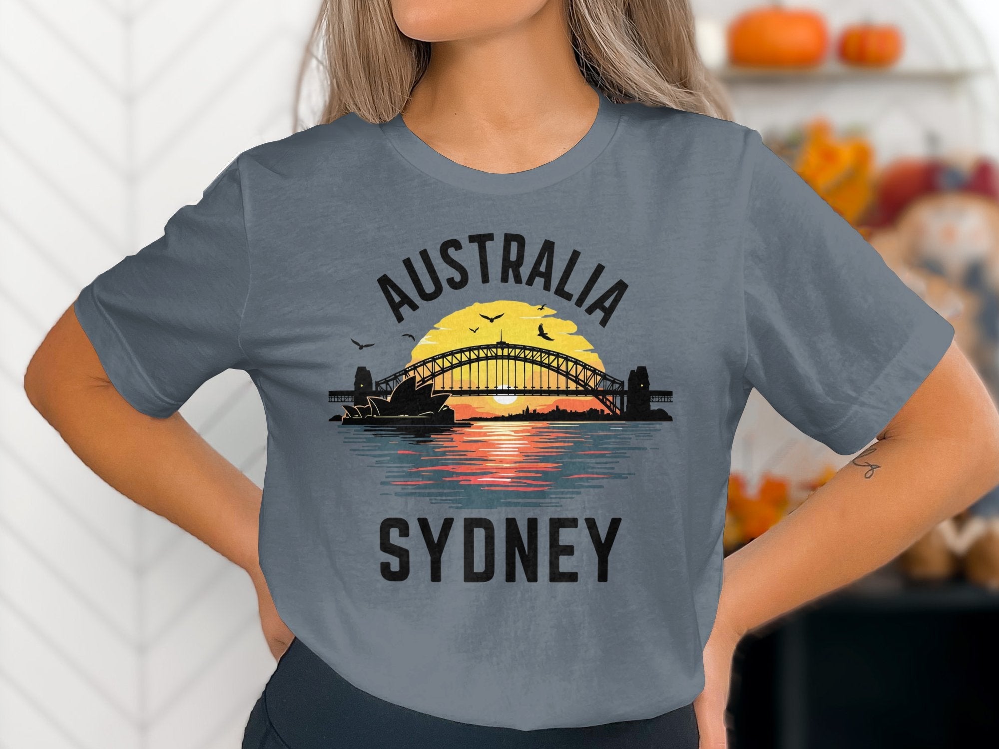 Australia Sydney Sunrise Bridge T-Shirt, Unique Australia Travel Souvenir Tee, Cool Sydney Shirt, Australian Skyline Gift - Craig Michael Design