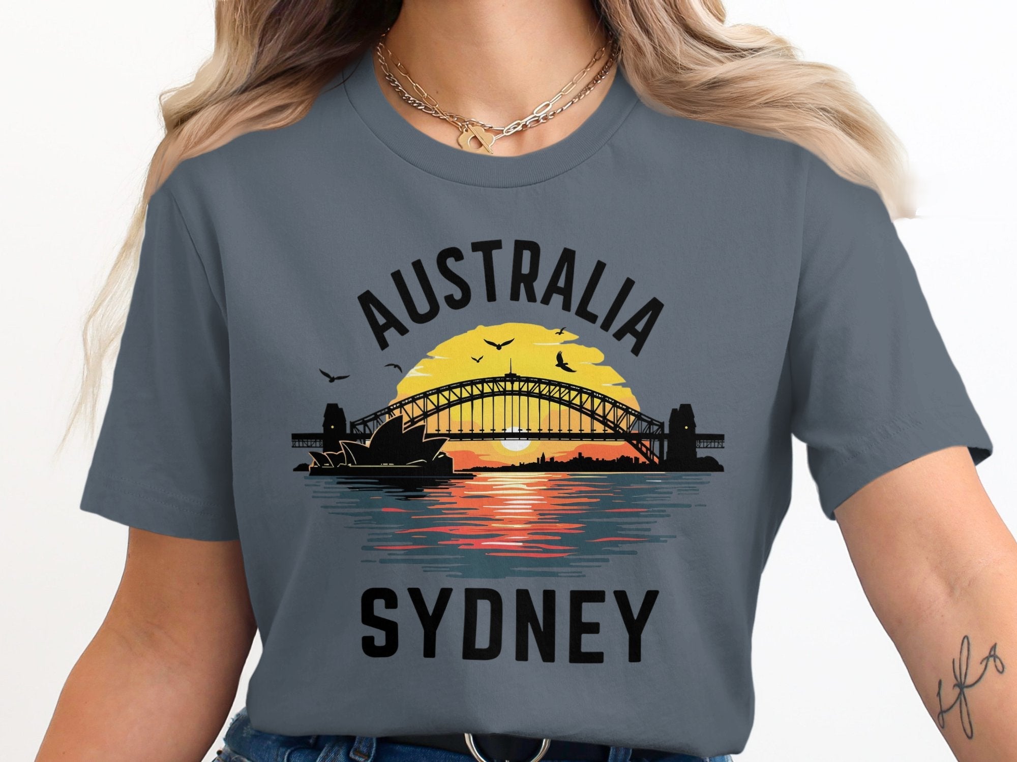 Australia Sydney Sunrise Bridge T-Shirt, Unique Australia Travel Souvenir Tee, Cool Sydney Shirt, Australian Skyline Gift - Craig Michael Design