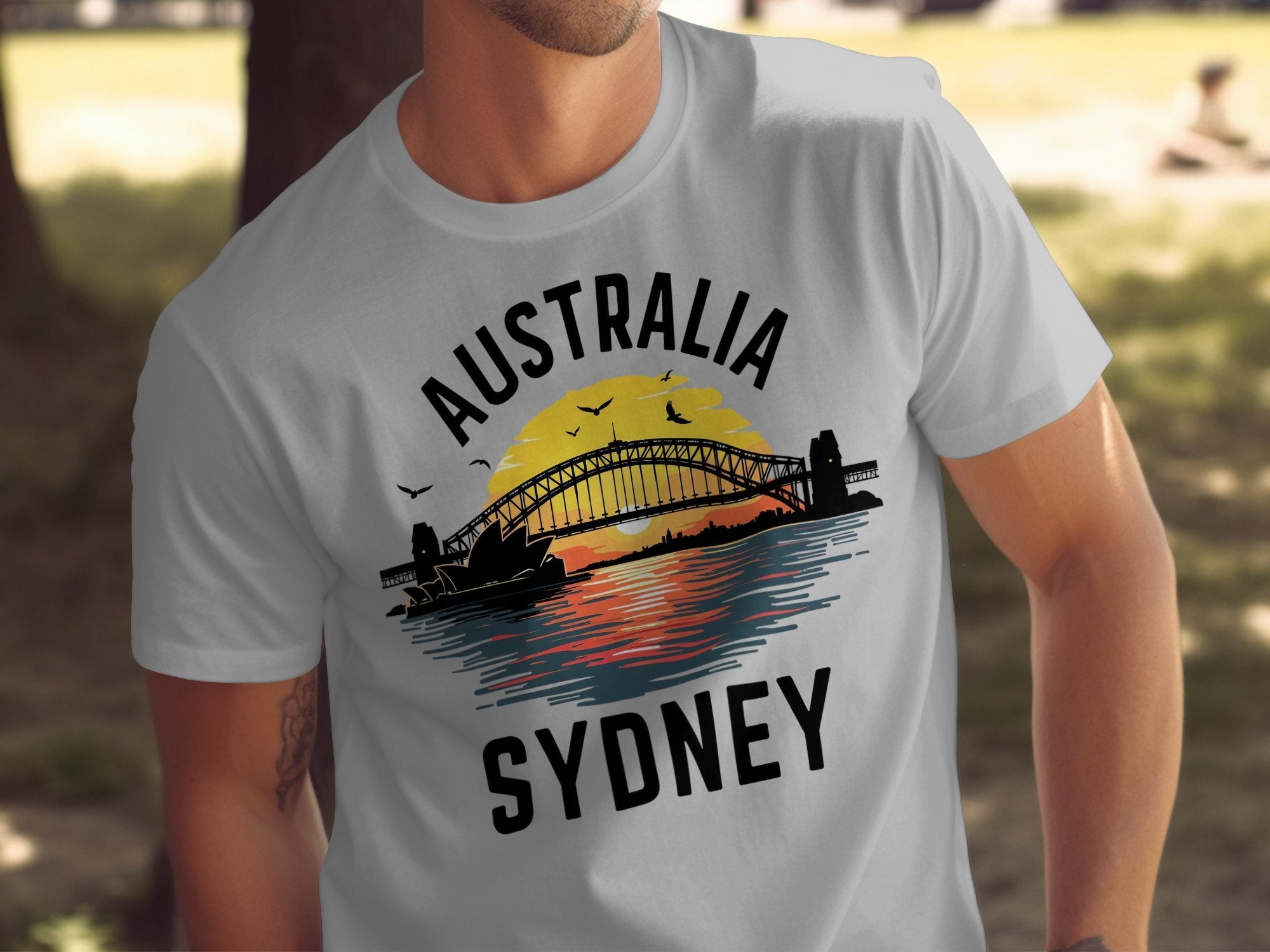 Australia Sydney Sunrise Bridge T-Shirt, Unique Australia Travel Souvenir Tee, Cool Sydney Shirt, Australian Skyline Gift - Craig Michael Design