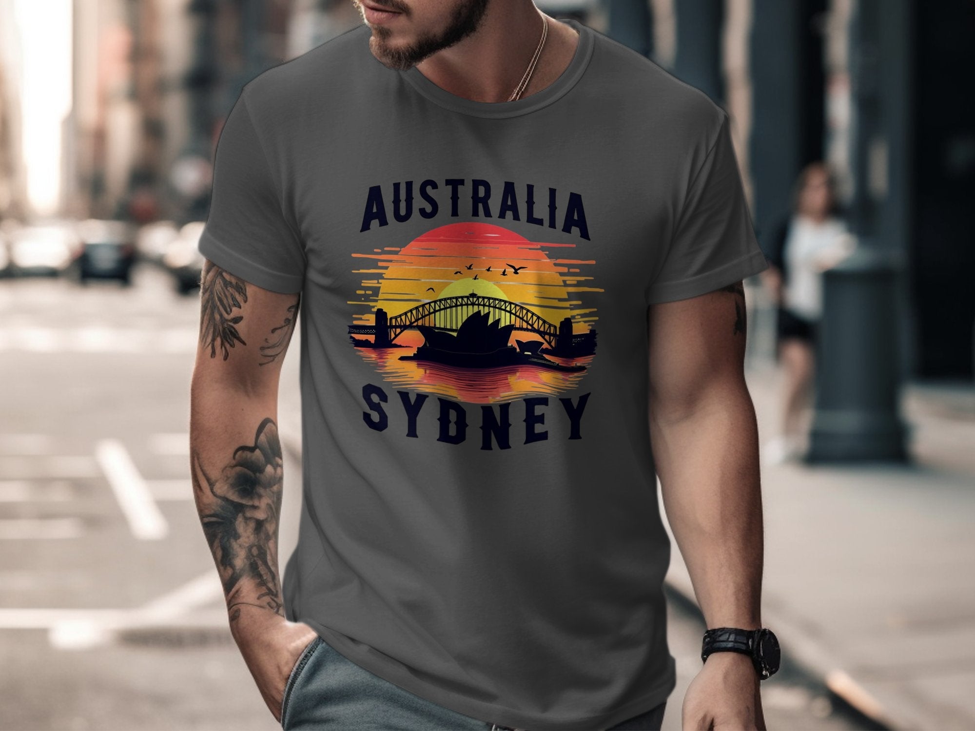 Australia Sydney Sunset T-Shirt, Sydney Australia Skyline Design, Perfect Sydney Souvenir Shirt, Australia Travel Gift Tee - Craig Michael Design