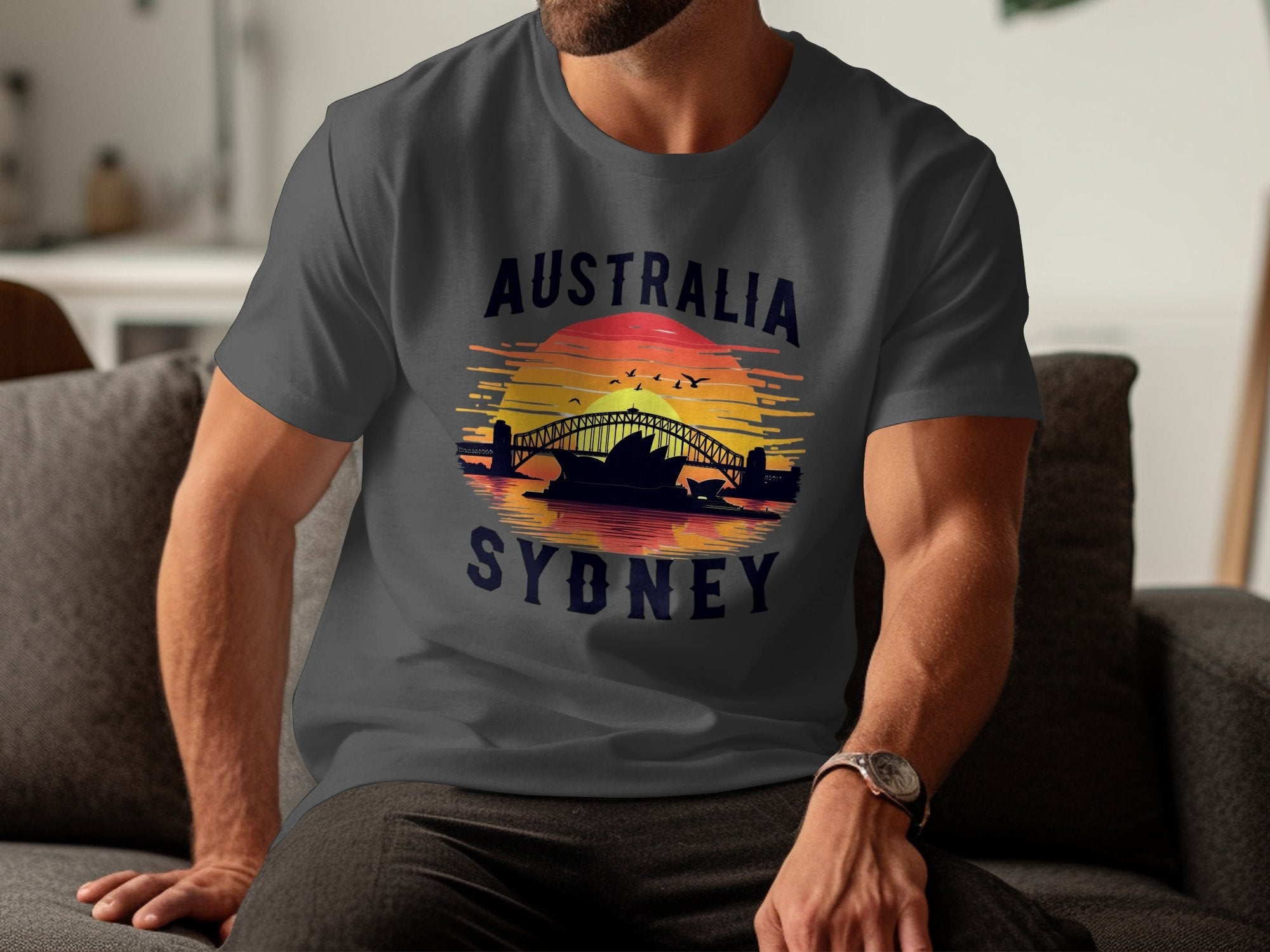 Australia Sydney Sunset T-Shirt, Sydney Australia Skyline Design, Perfect Sydney Souvenir Shirt, Australia Travel Gift Tee - Craig Michael Design