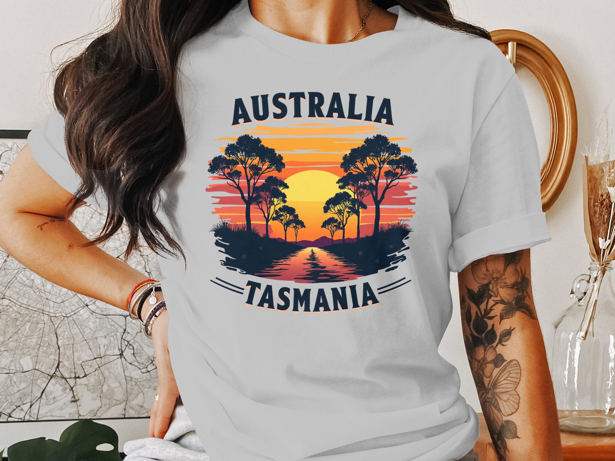 Australia Tasmania Sunset Landscape Graphic T-Shirt, Vintage Australia Travel Tee, Tasmania Shirt, Outback Wildlife Adventure Top - Craig Michael Design