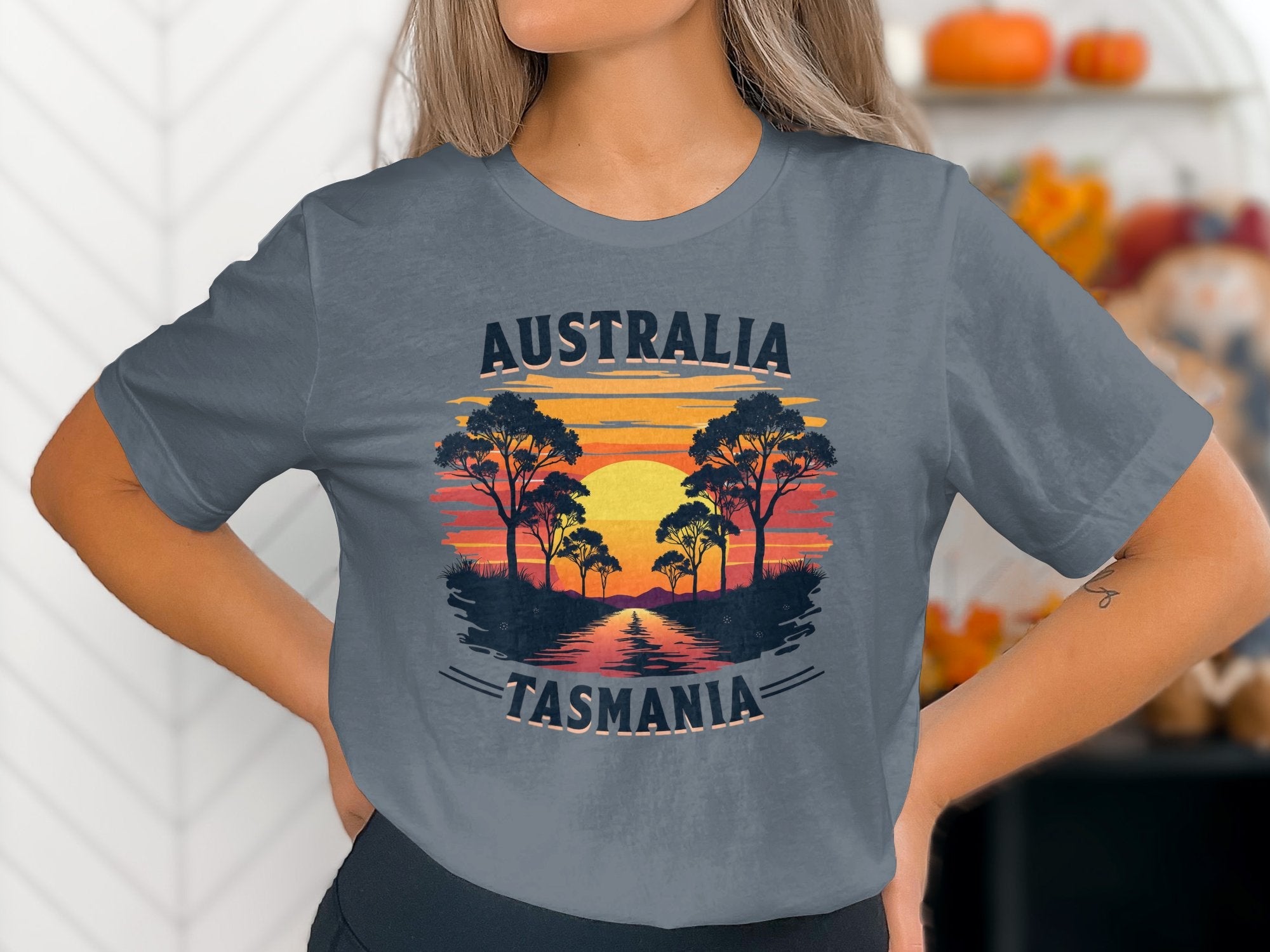 Australia Tasmania Sunset Landscape Graphic T-Shirt, Vintage Australia Travel Tee, Tasmania Shirt, Outback Wildlife Adventure Top - Craig Michael Design