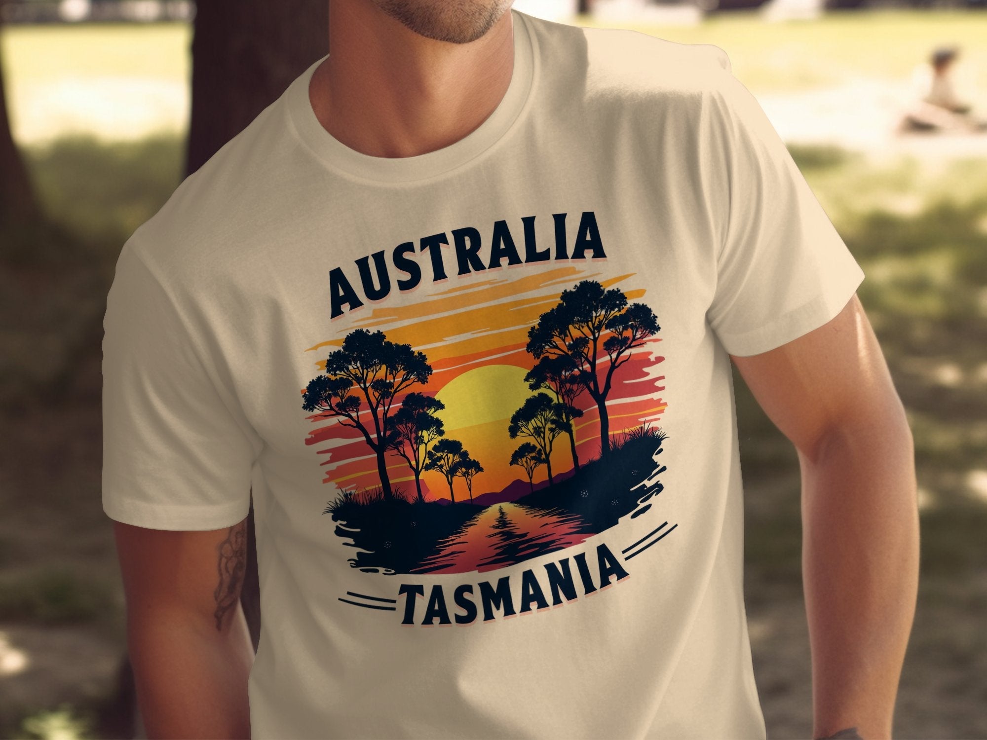 Australia Tasmania Sunset Landscape Graphic T-Shirt, Vintage Australia Travel Tee, Tasmania Shirt, Outback Wildlife Adventure Top - Craig Michael Design