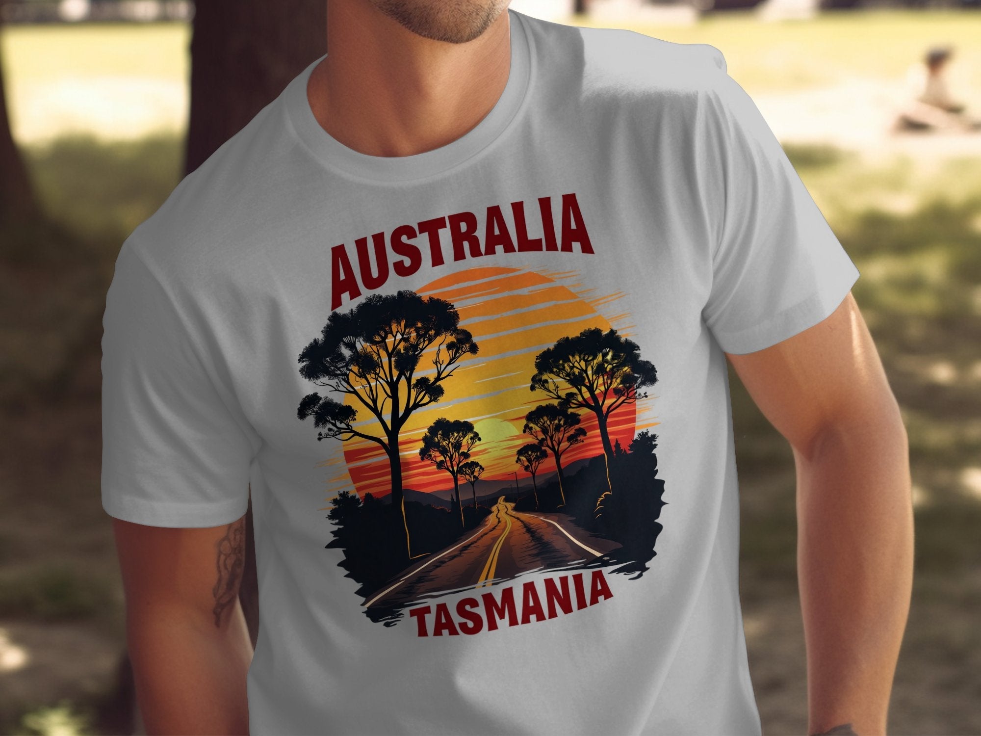 Australia Tasmania T-Shirt, Sunset Road Graphic Tee, Vintage Style Australia Shirt, Cool Tasmania T-Shirt, Travel Lover's Tee - Craig Michael Design