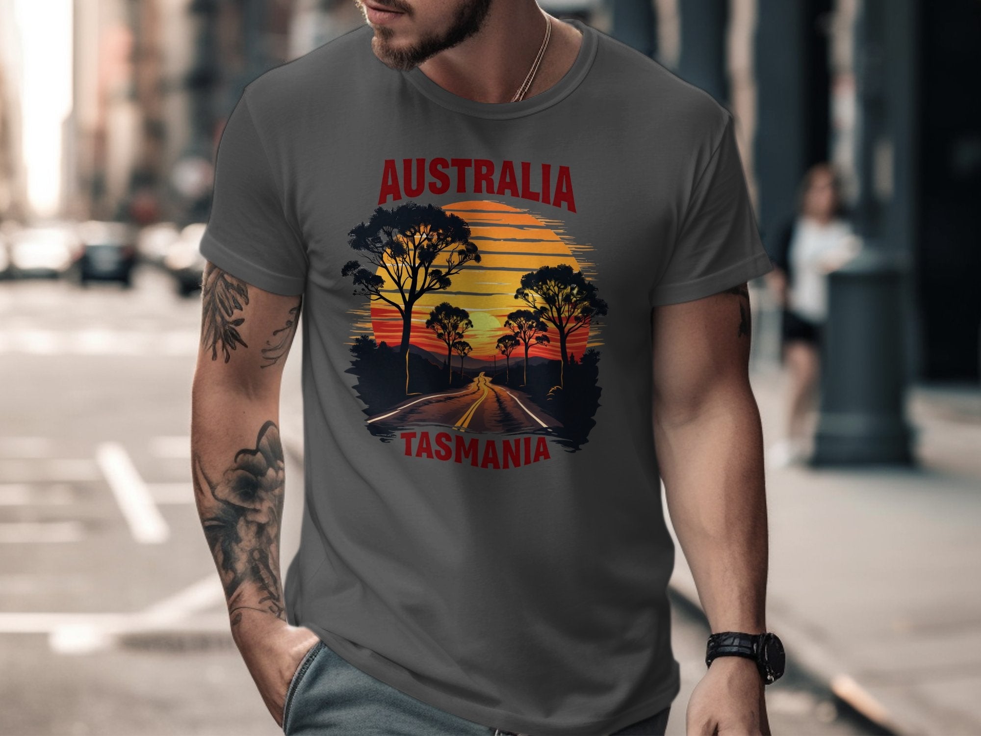 Australia Tasmania T-Shirt, Sunset Road Graphic Tee, Vintage Style Australia Shirt, Cool Tasmania T-Shirt, Travel Lover's Tee - Craig Michael Design