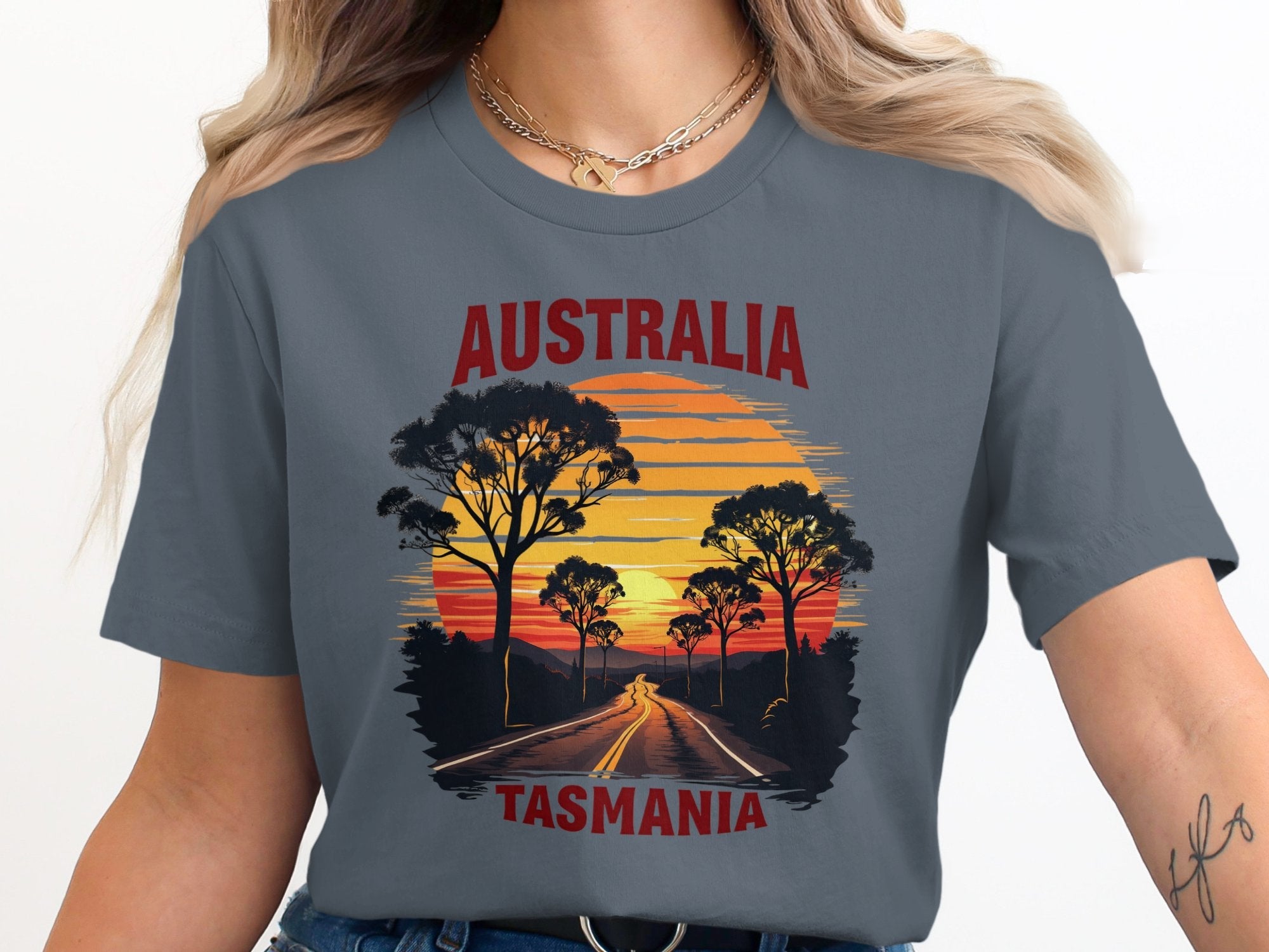 Australia Tasmania T-Shirt, Sunset Road Graphic Tee, Vintage Style Australia Shirt, Cool Tasmania T-Shirt, Travel Lover's Tee - Craig Michael Design