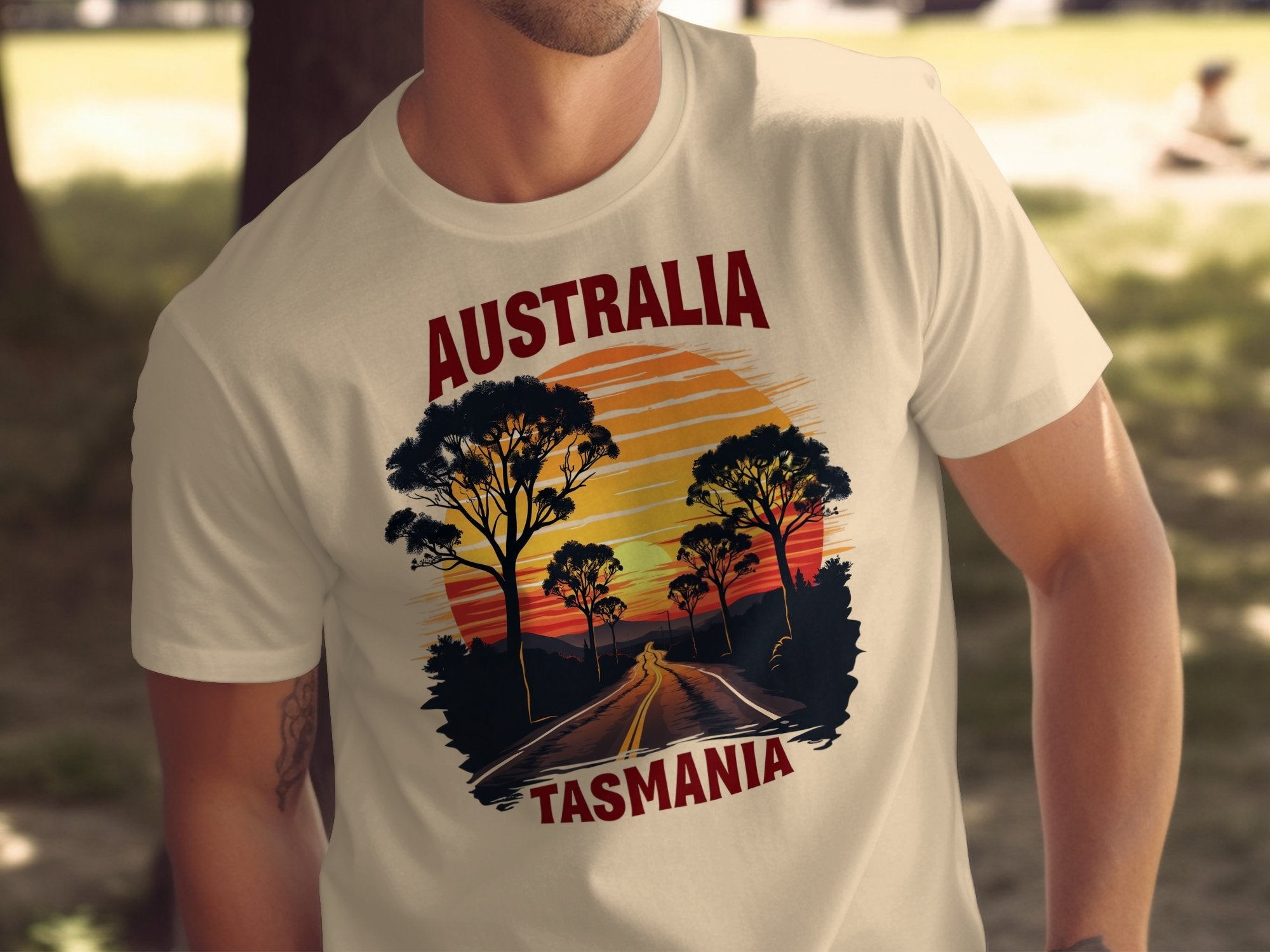 Australia Tasmania T-Shirt, Sunset Road Graphic Tee, Vintage Style Australia Shirt, Cool Tasmania T-Shirt, Travel Lover's Tee - Craig Michael Design