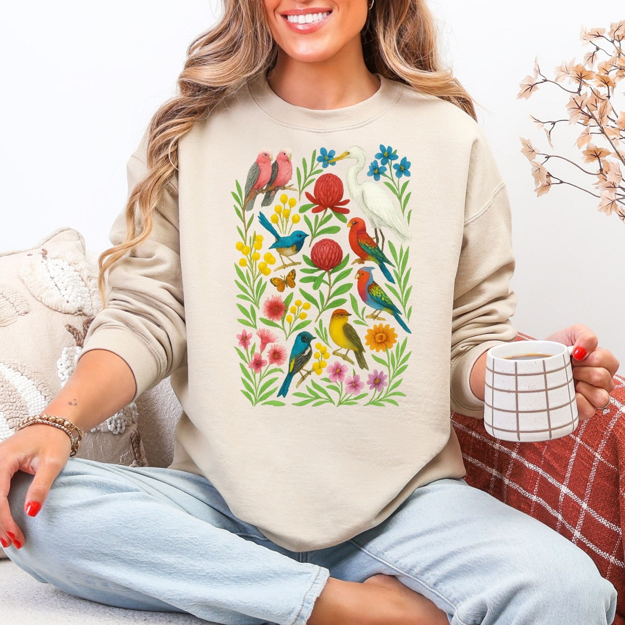 Australian Bird Sweatshirt – Galah & Heron - Craig Michael Design
