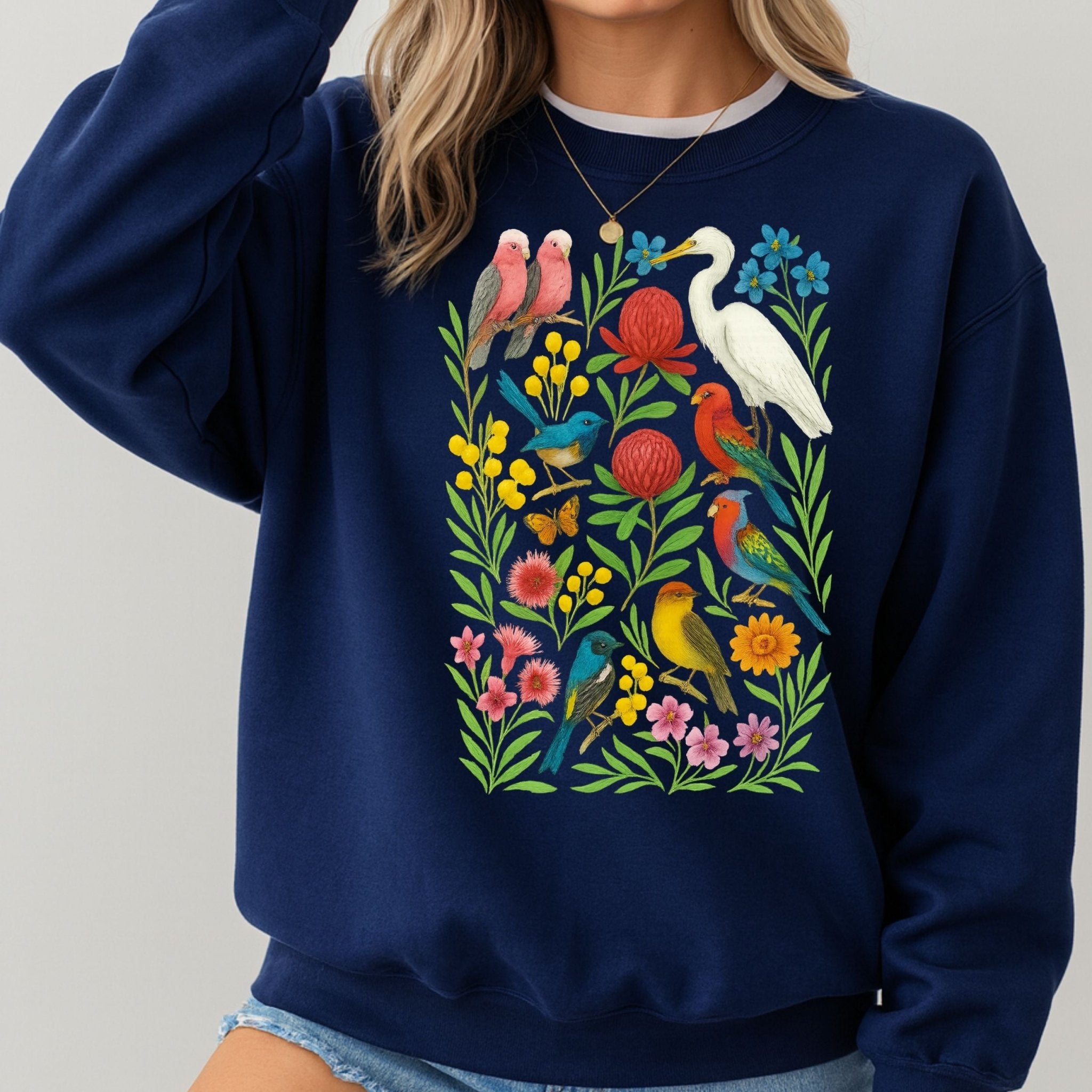 Australian Bird Sweatshirt – Galah & Heron - Craig Michael Design