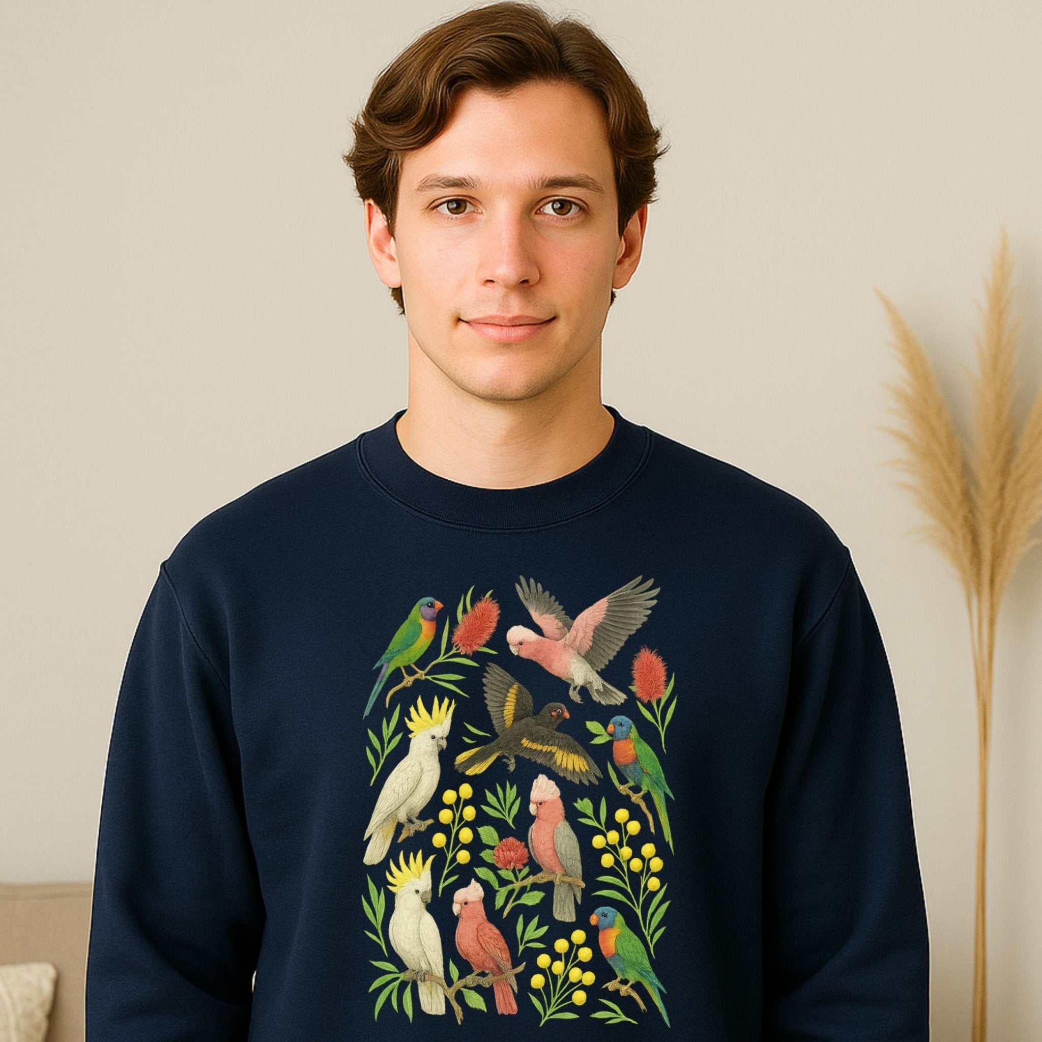 Australian Birds Sweatshirt – Cockatoo, Galah & Lorikeet - Craig Michael Design