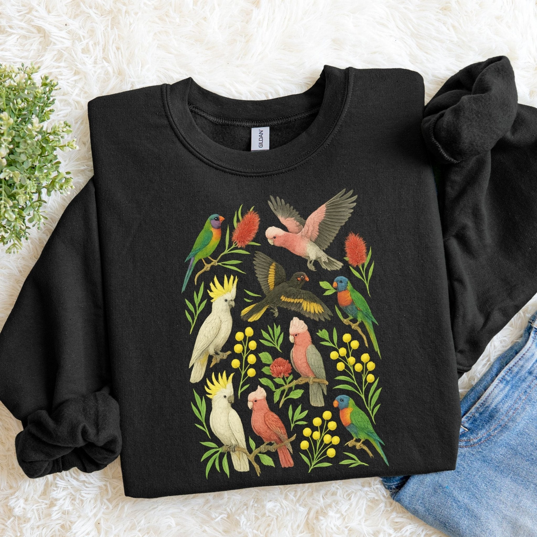 Australian Birds Sweatshirt – Cockatoo, Galah & Lorikeet - Craig Michael Design