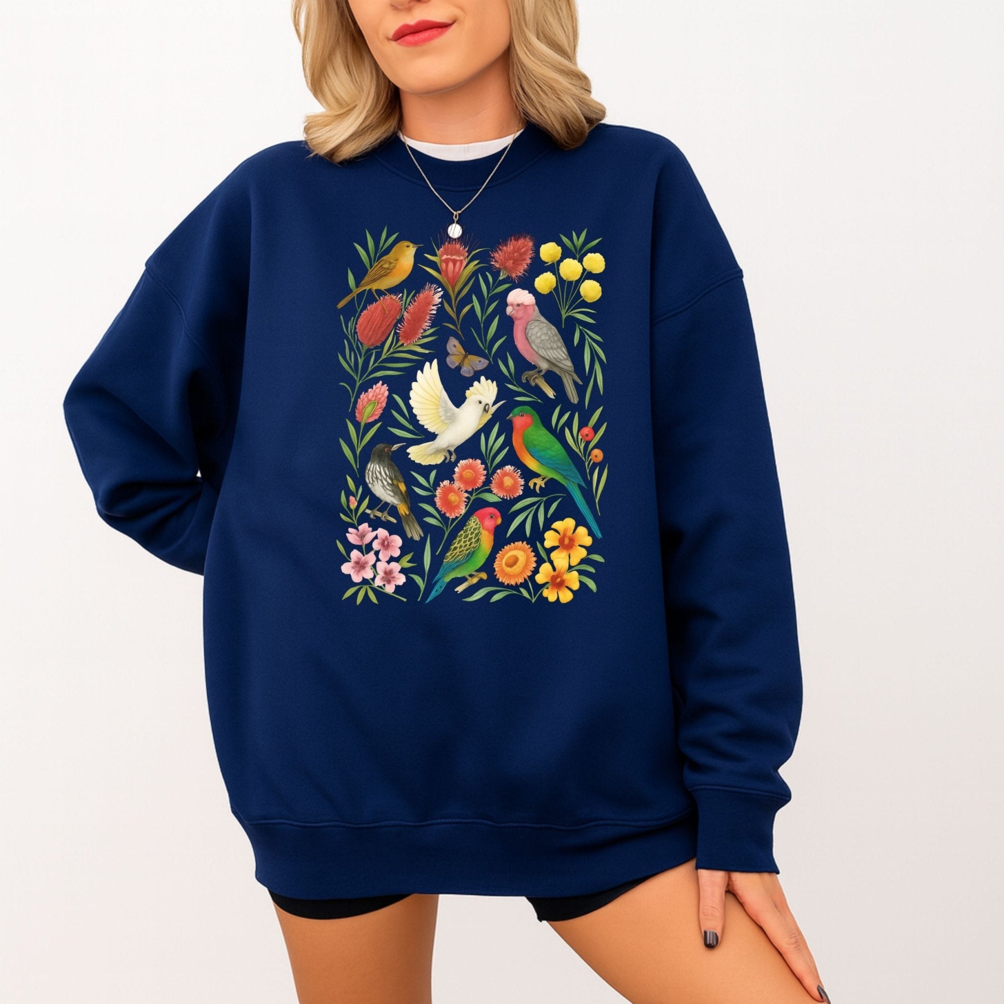 Australian Birds Sweatshirt – Cockatoo, Lorikeet & Parrot - Craig Michael Design