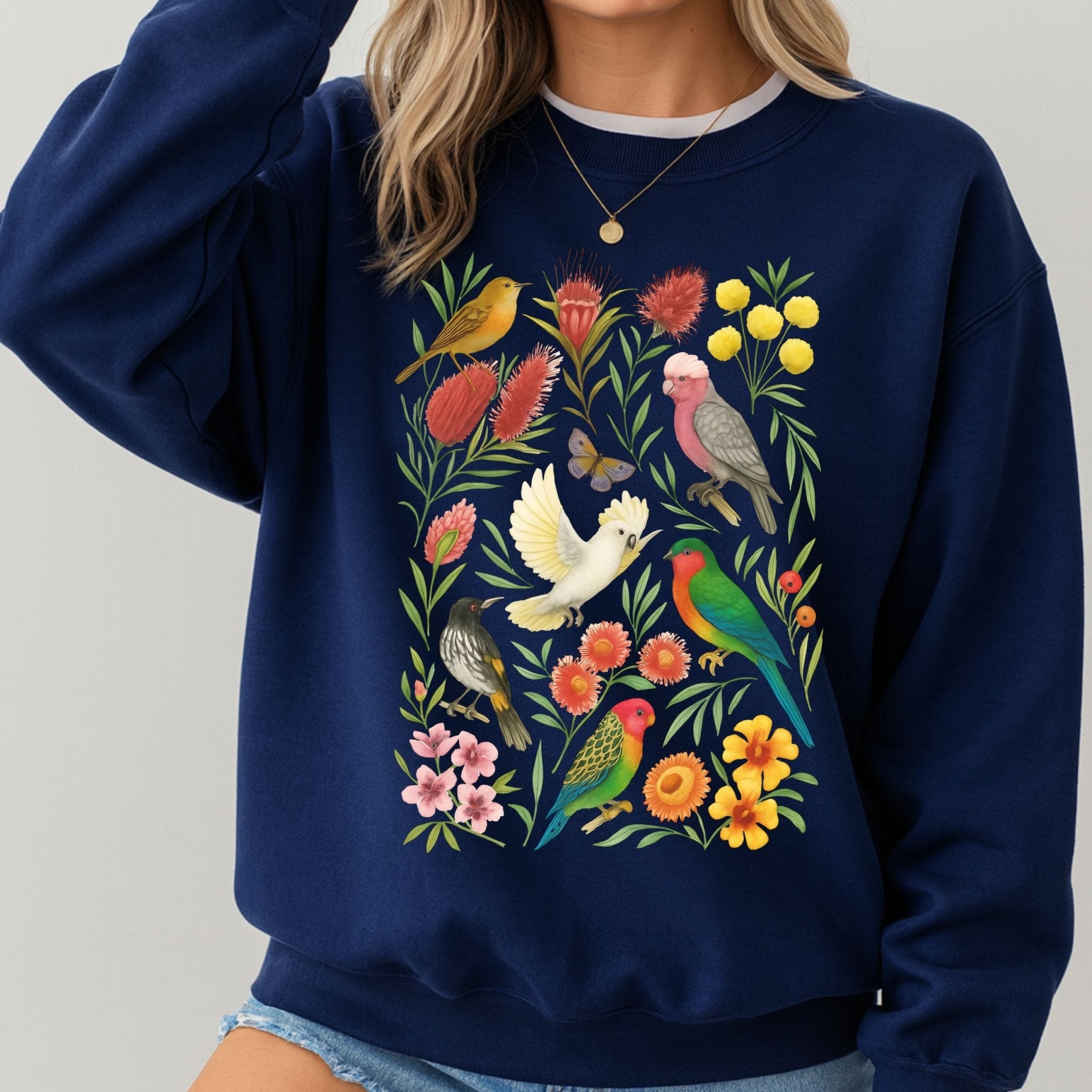 Australian Birds Sweatshirt – Cockatoo, Lorikeet & Parrot - Craig Michael Design