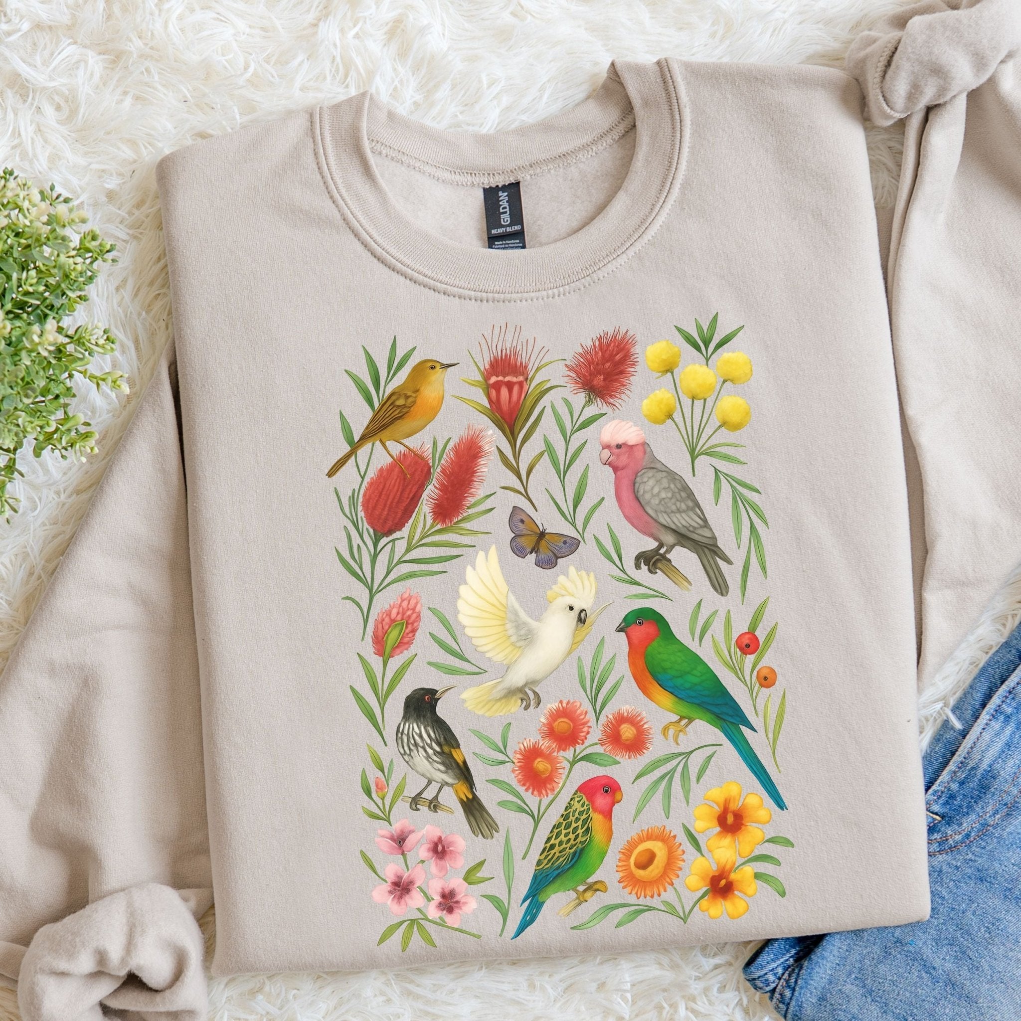 Australian Birds Sweatshirt – Cockatoo, Lorikeet & Parrot - Craig Michael Design
