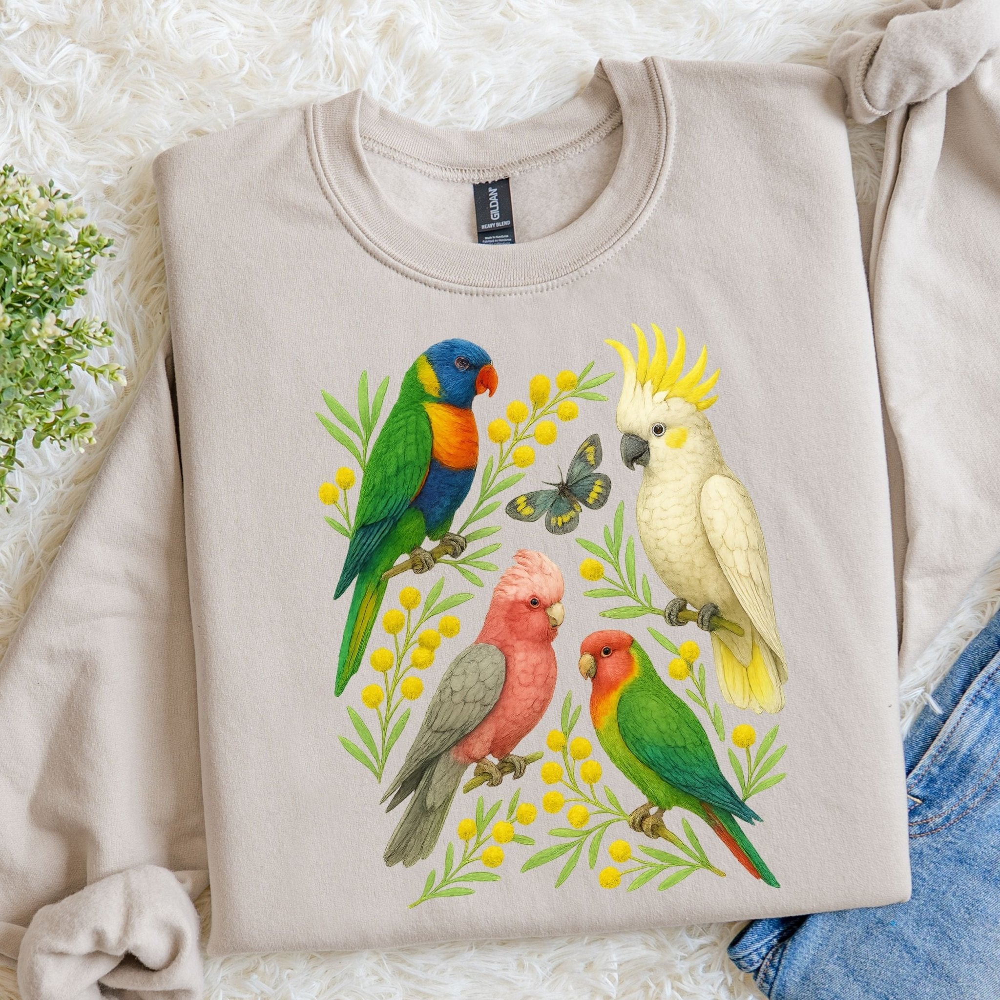 Australian Birds Sweatshirt – Lorikeet, Cockatoo & Galah - Craig Michael Design