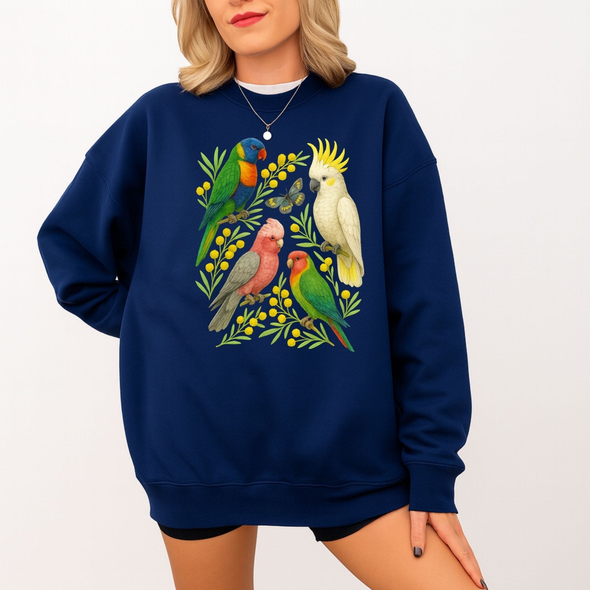 Australian Birds Sweatshirt – Lorikeet, Cockatoo & Galah - Craig Michael Design