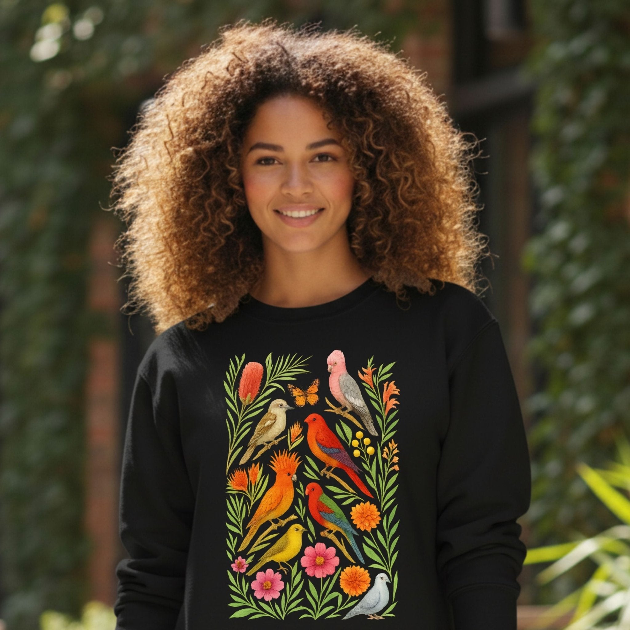 Australian Birds Sweatshirt – Parrot & Native Flowers - Craig Michael Design